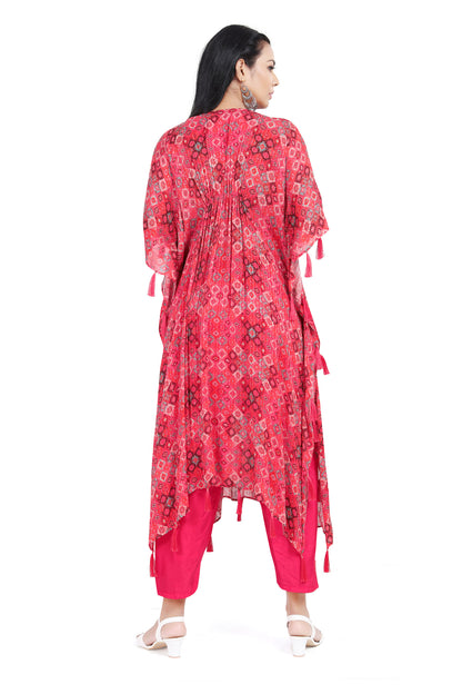 Red Sequin Studded Kaftan Set-AariAmi Boutique