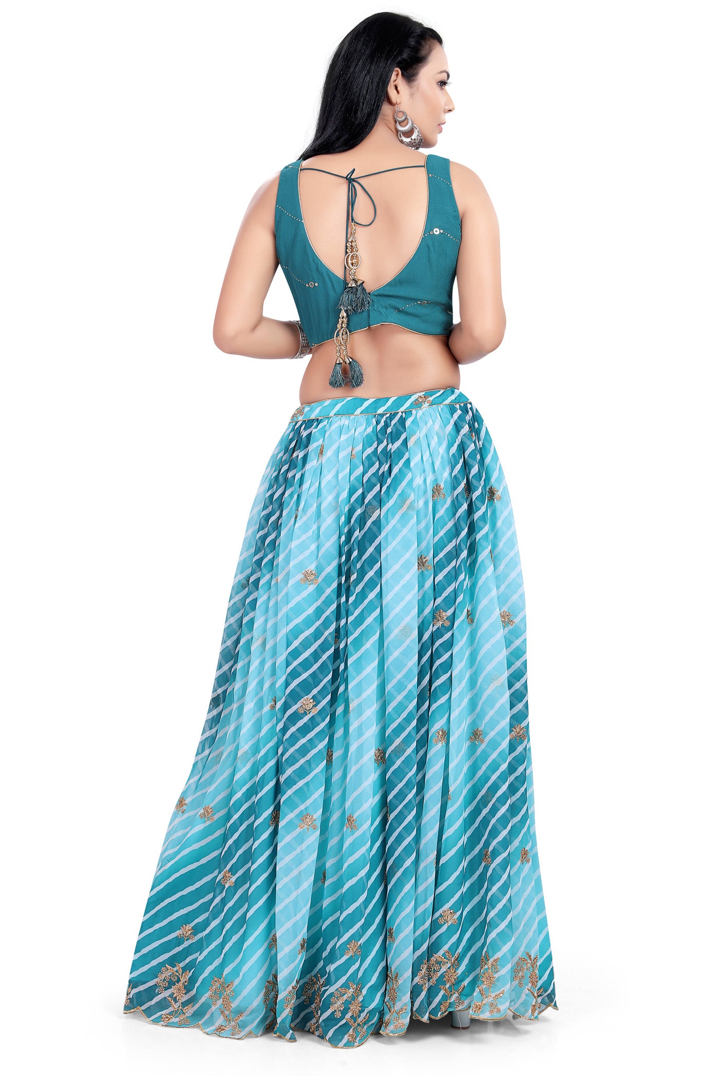 Azure Hue Leheriya Chaniya Choli-AariAmi Boutique