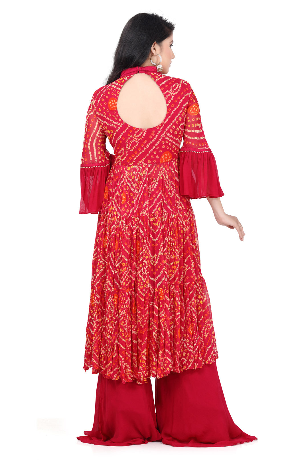 Pink Bandhani Mirrorwork Palazzo Set-AariAmi Boutique