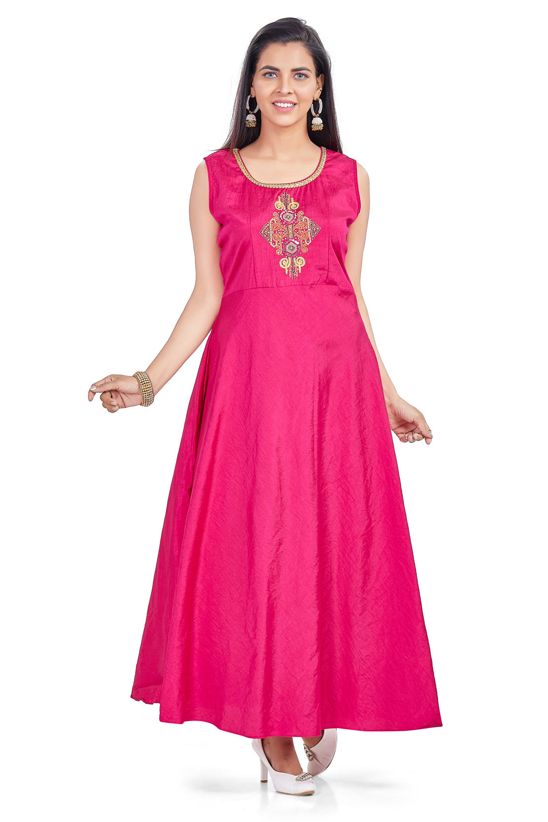 Pink Bandhani Anarkali Set with Jacket-AariAmi Boutique