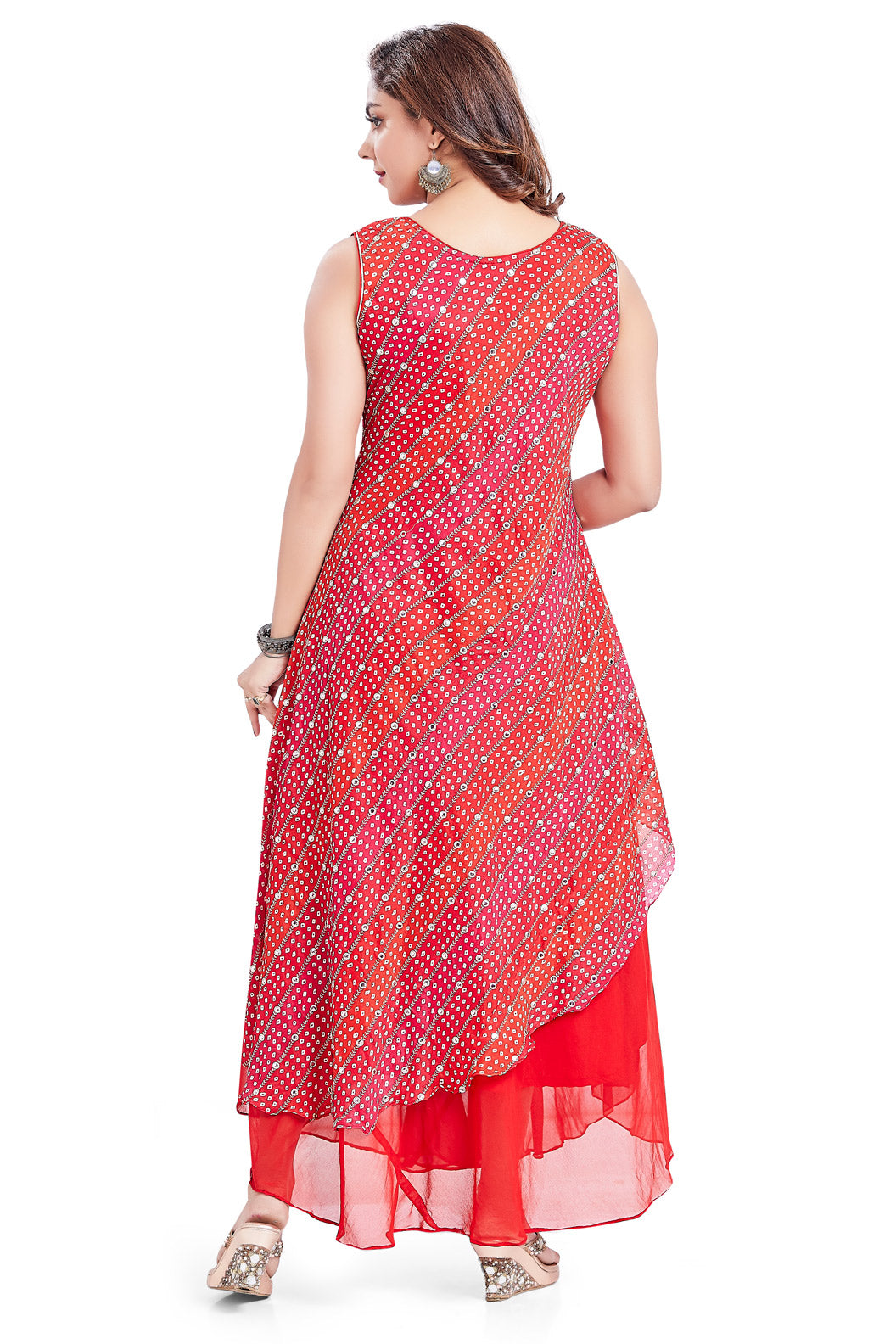 Pink Bandhani with Gota work Kurti Set-AariAmi Boutique