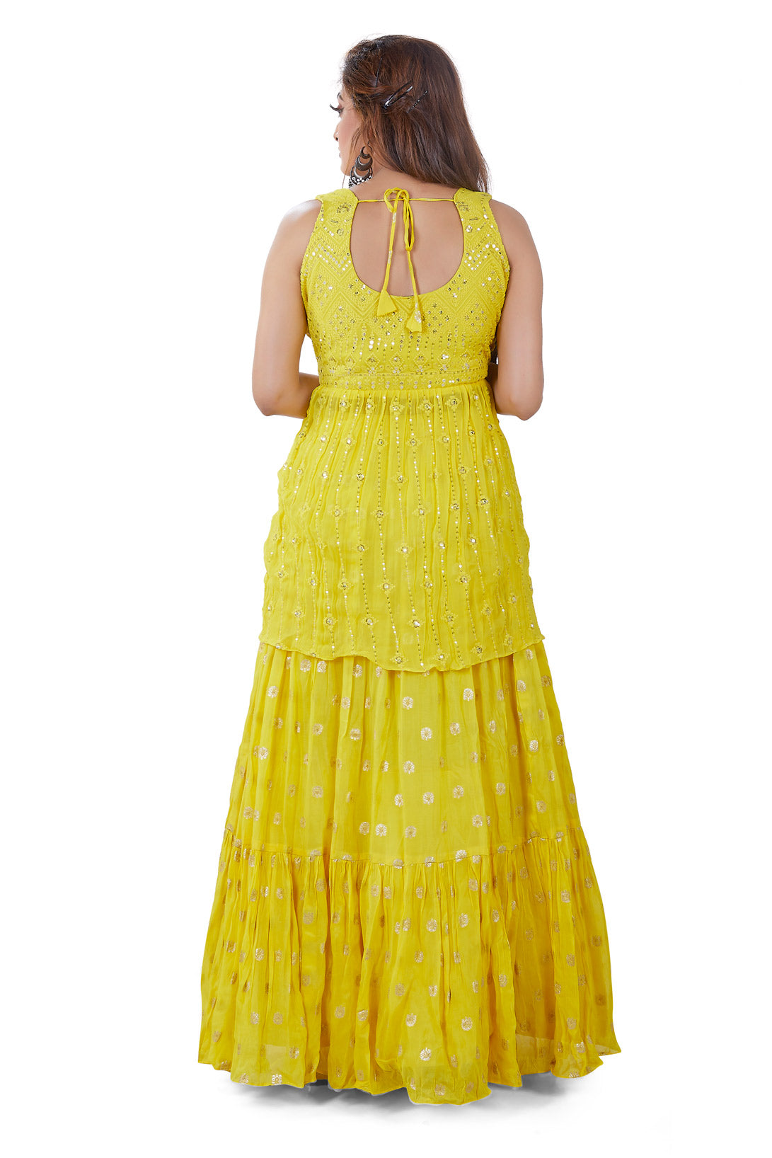 Golden Yellow Lucknowi Embroidered Gharara Set-AariAmi Boutique