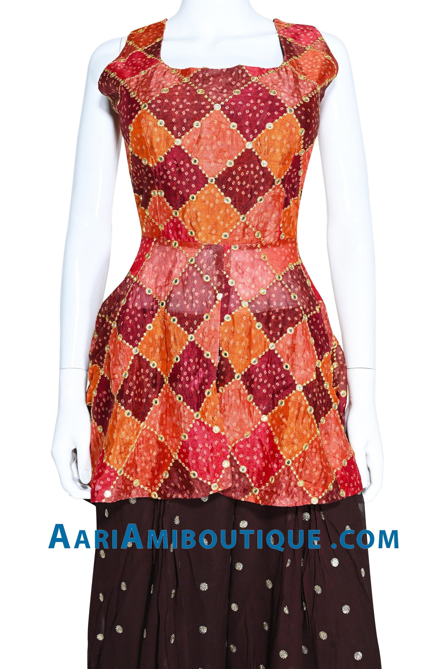 Astonishing Brown Bandhani Palazzo Set-AariAmi Boutique