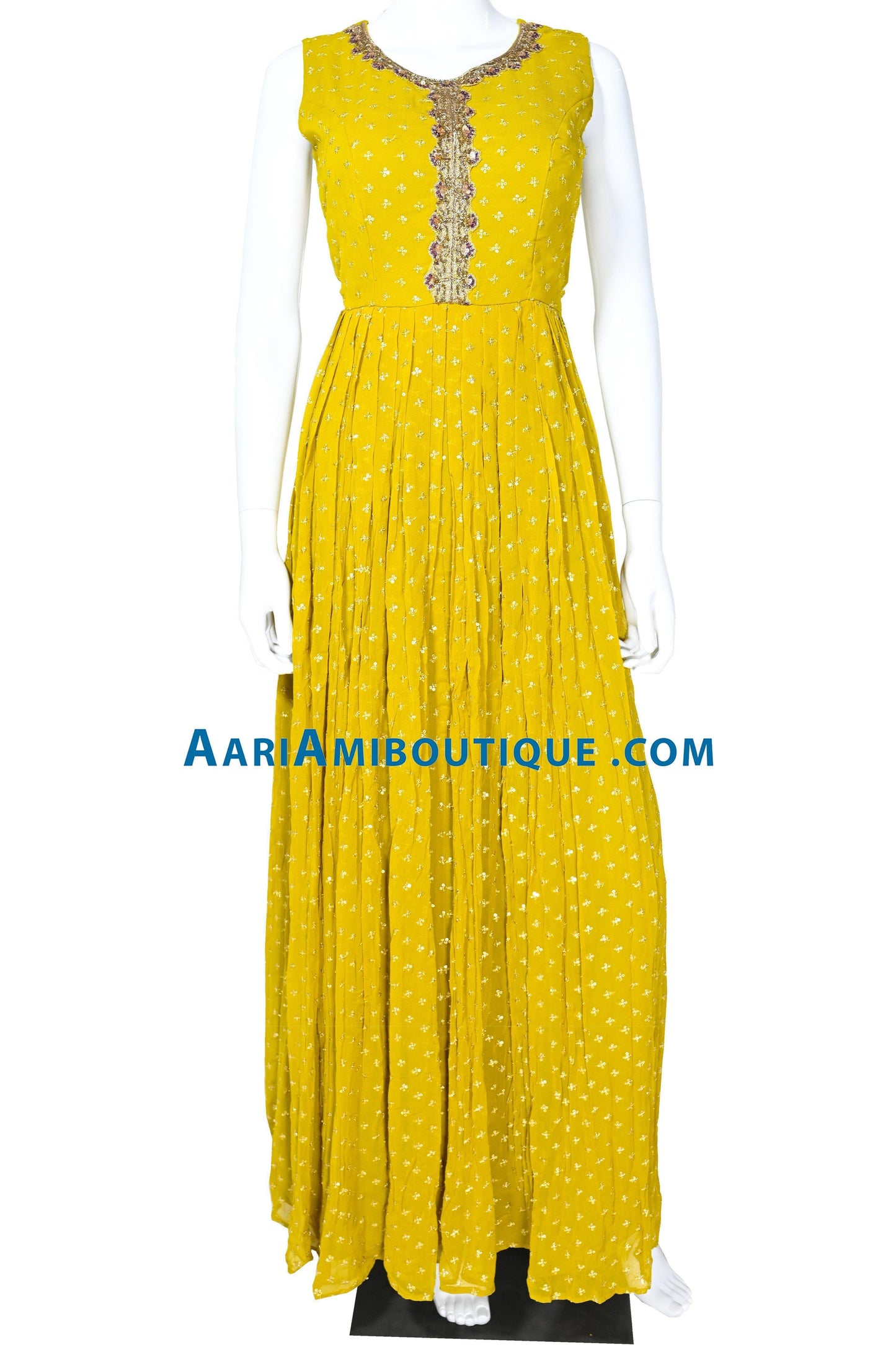 Dazzling Yellow and Purple Anarkali Set-AariAmi Boutique