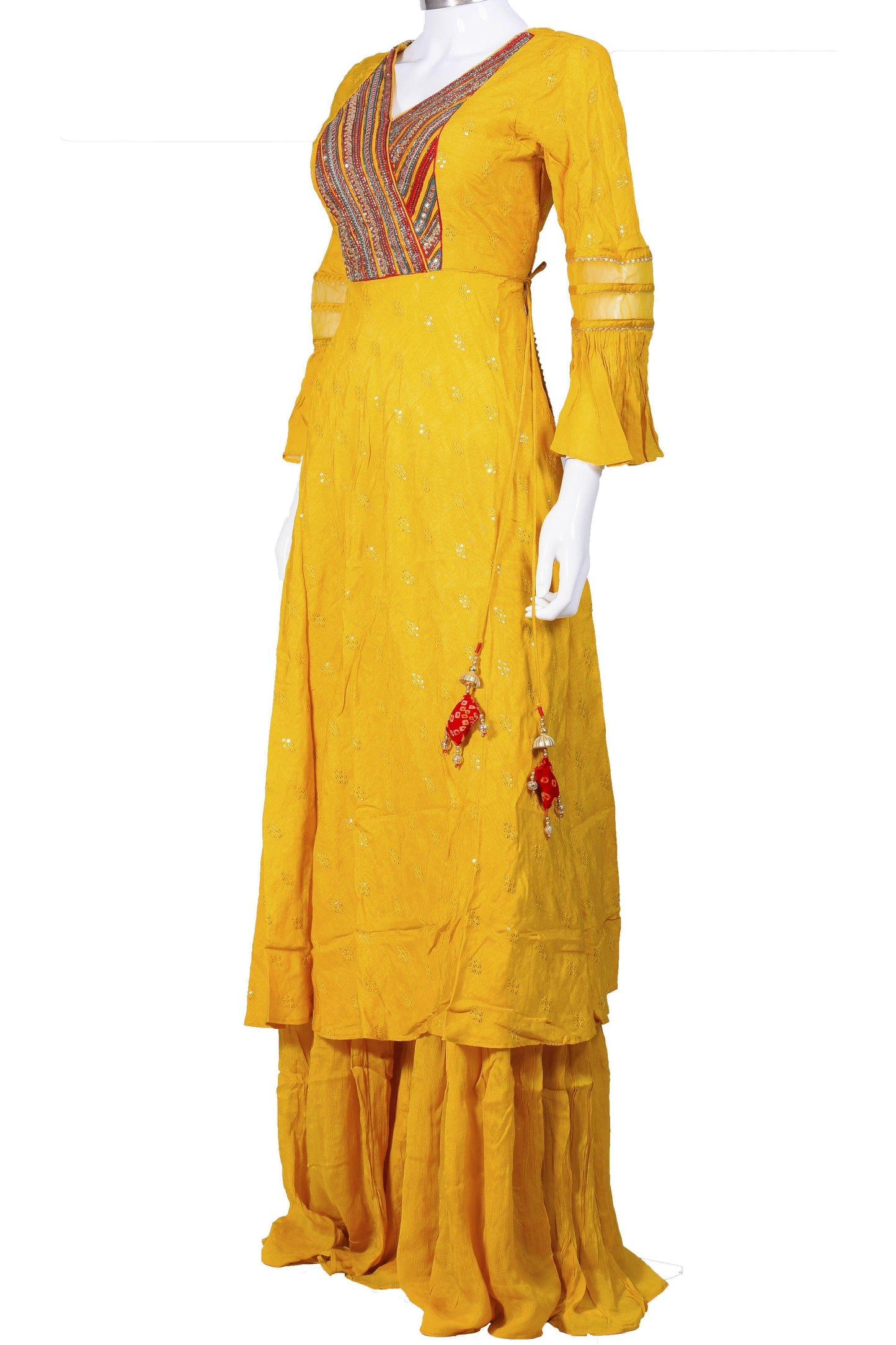 Marvelous Mustard and Red Sharara Set-AariAmi Boutique