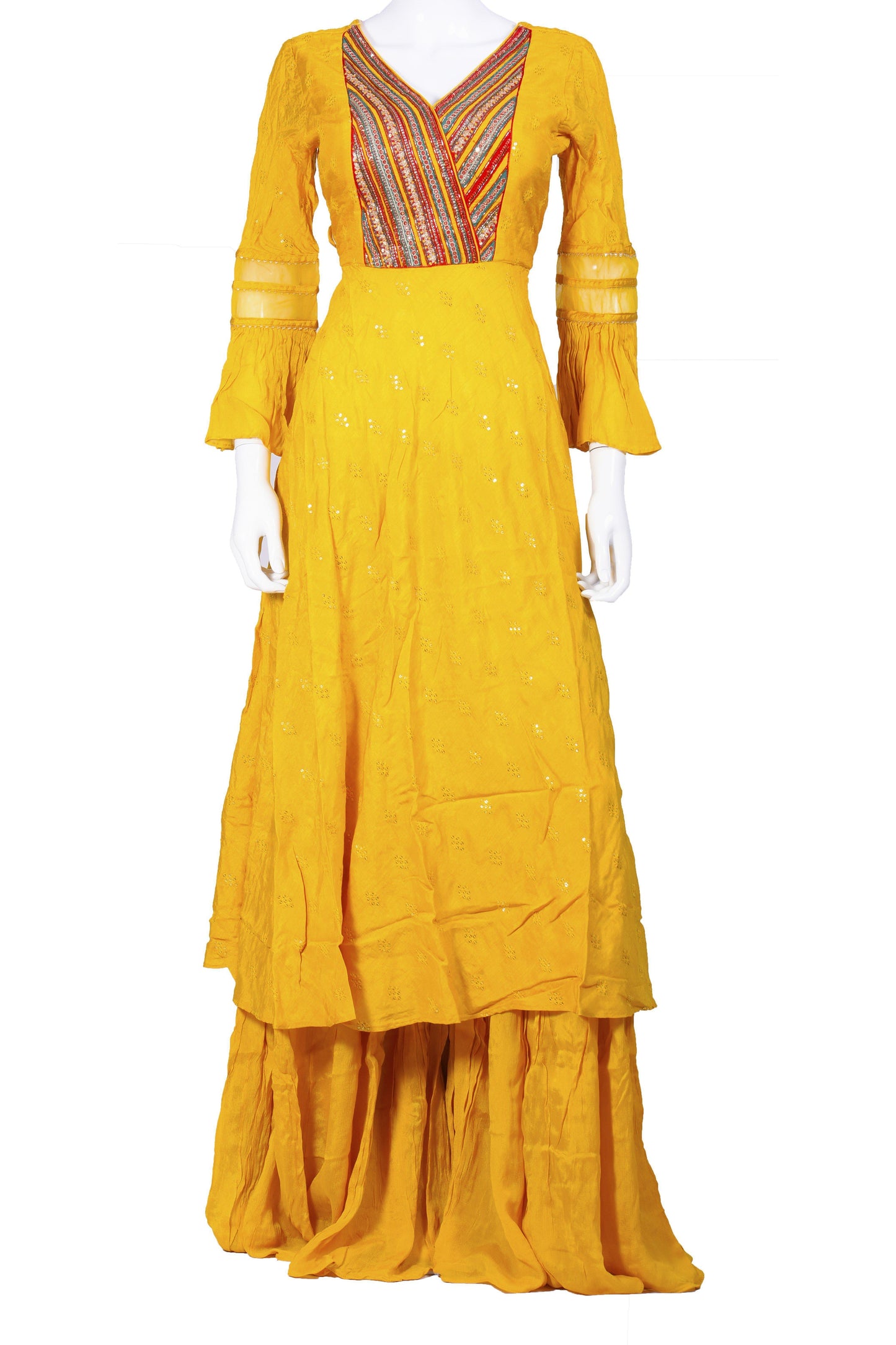 Marvelous Mustard and Red Sharara Set-AariAmi Boutique