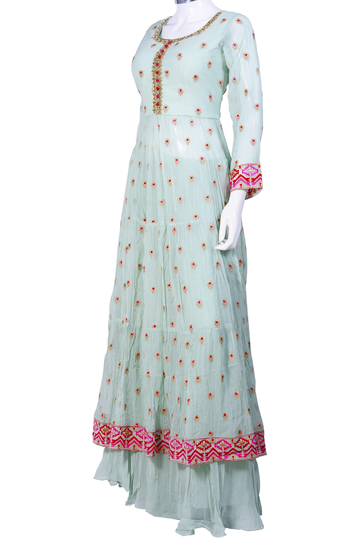 Sensuous Sea Green and Pink Bandhani Sharara Set-AariAmi Boutique