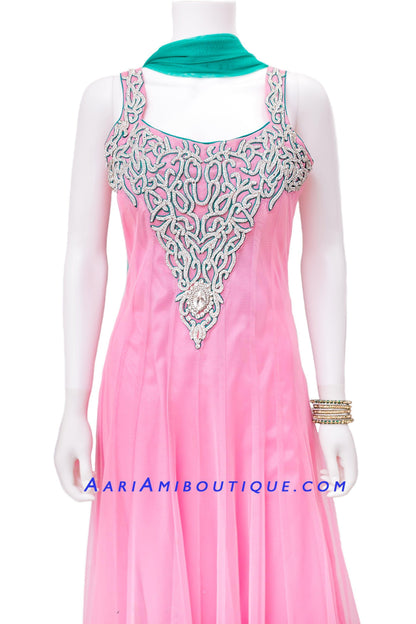 Shimmery Crystal Studded Anarkali Set-AariAmi Boutique