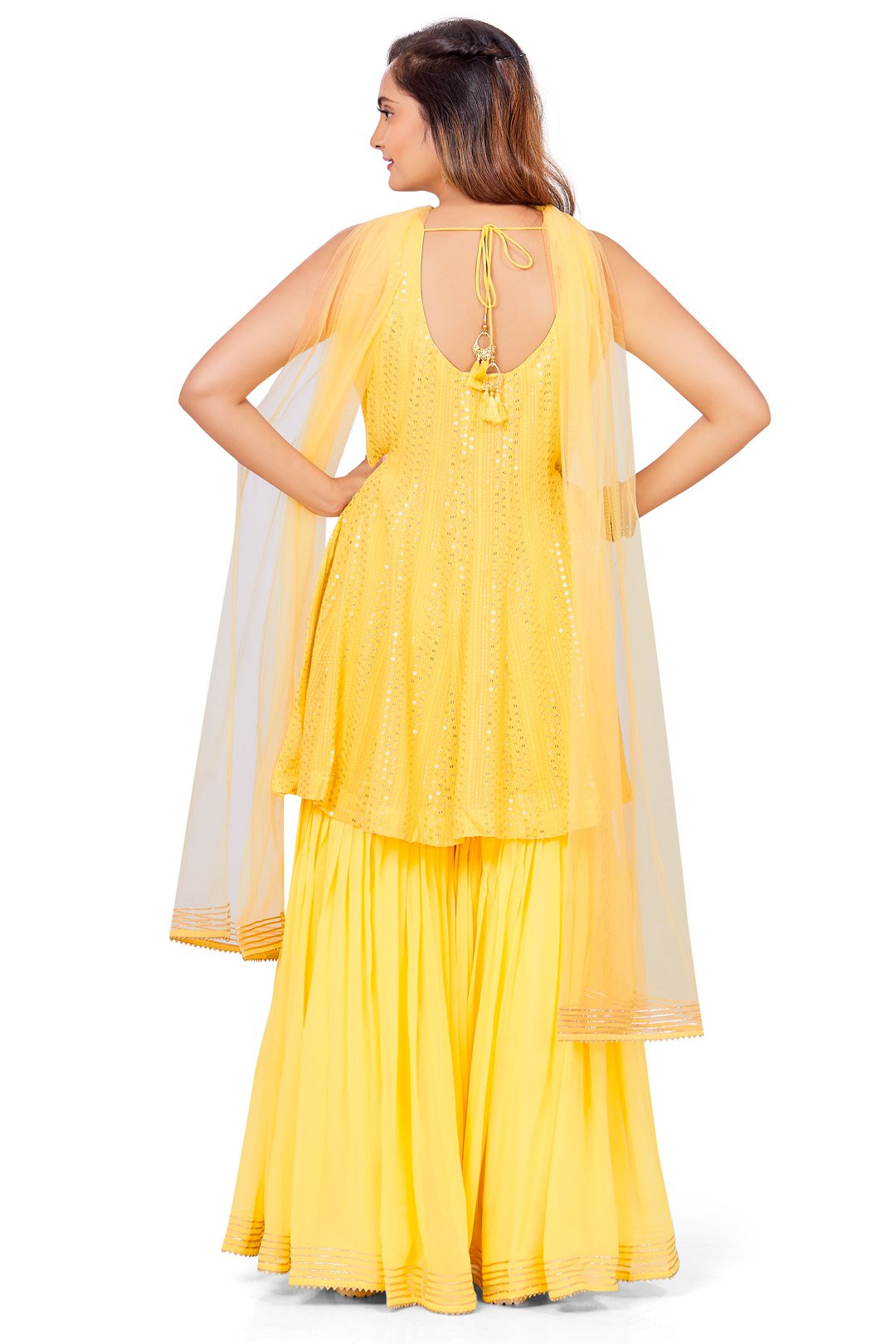 Yellow Sun Kissed Sequin Sharara Set-AariAmi Boutique