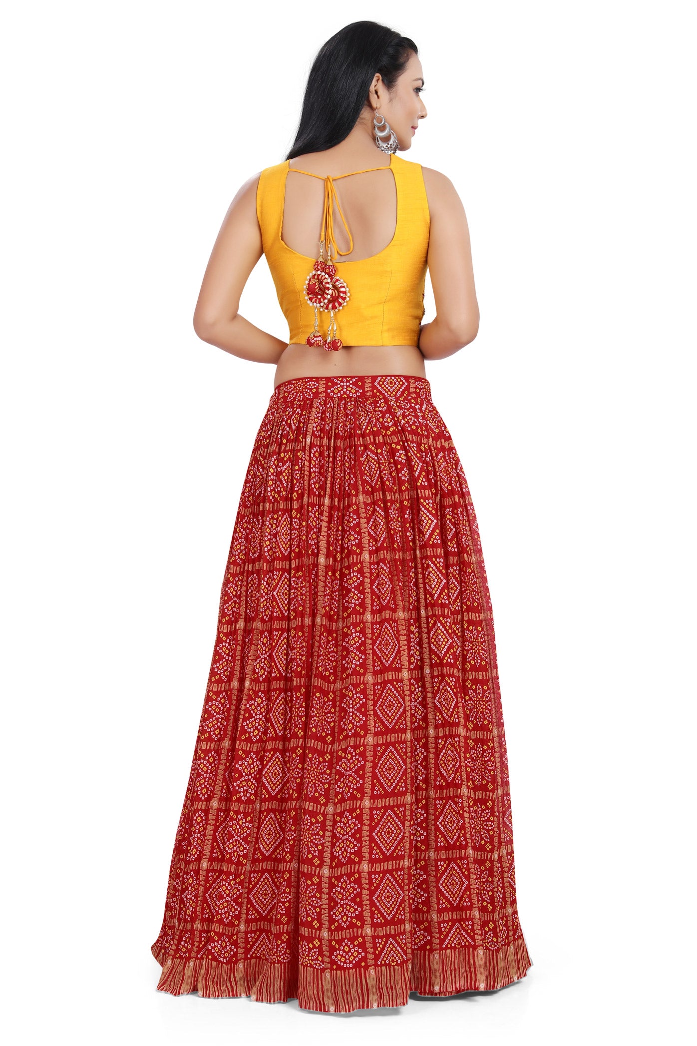 Youthful Yellow And Red Bandhani Lehenga Set-AariAmi Boutique
