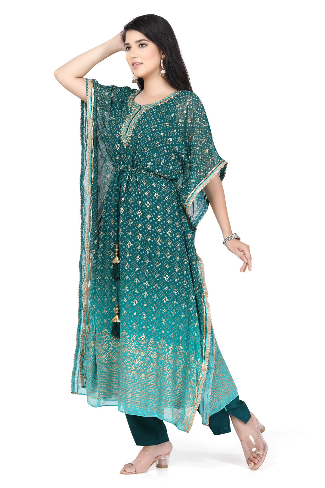 Gorgeous Green Ombre Kaftan Set-AariAmi Boutique