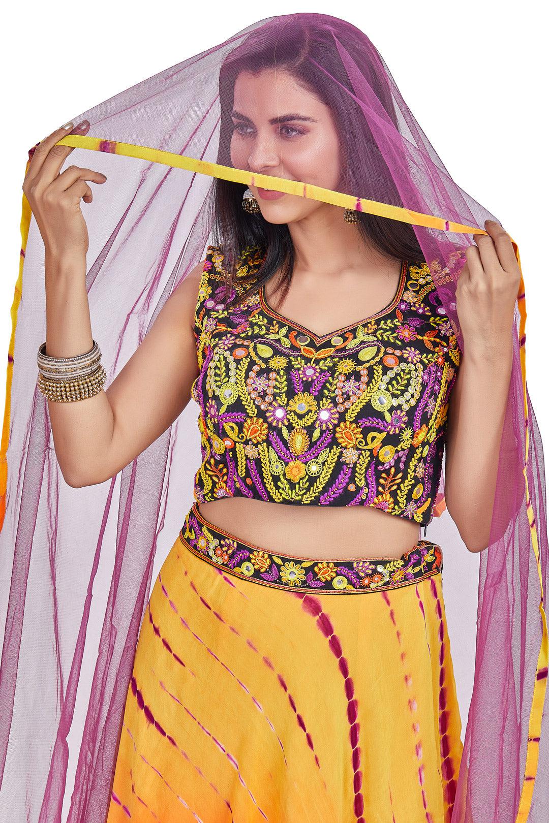 Orange and Purple Leheriya Chaniya Choli Set-AariAmi Boutique