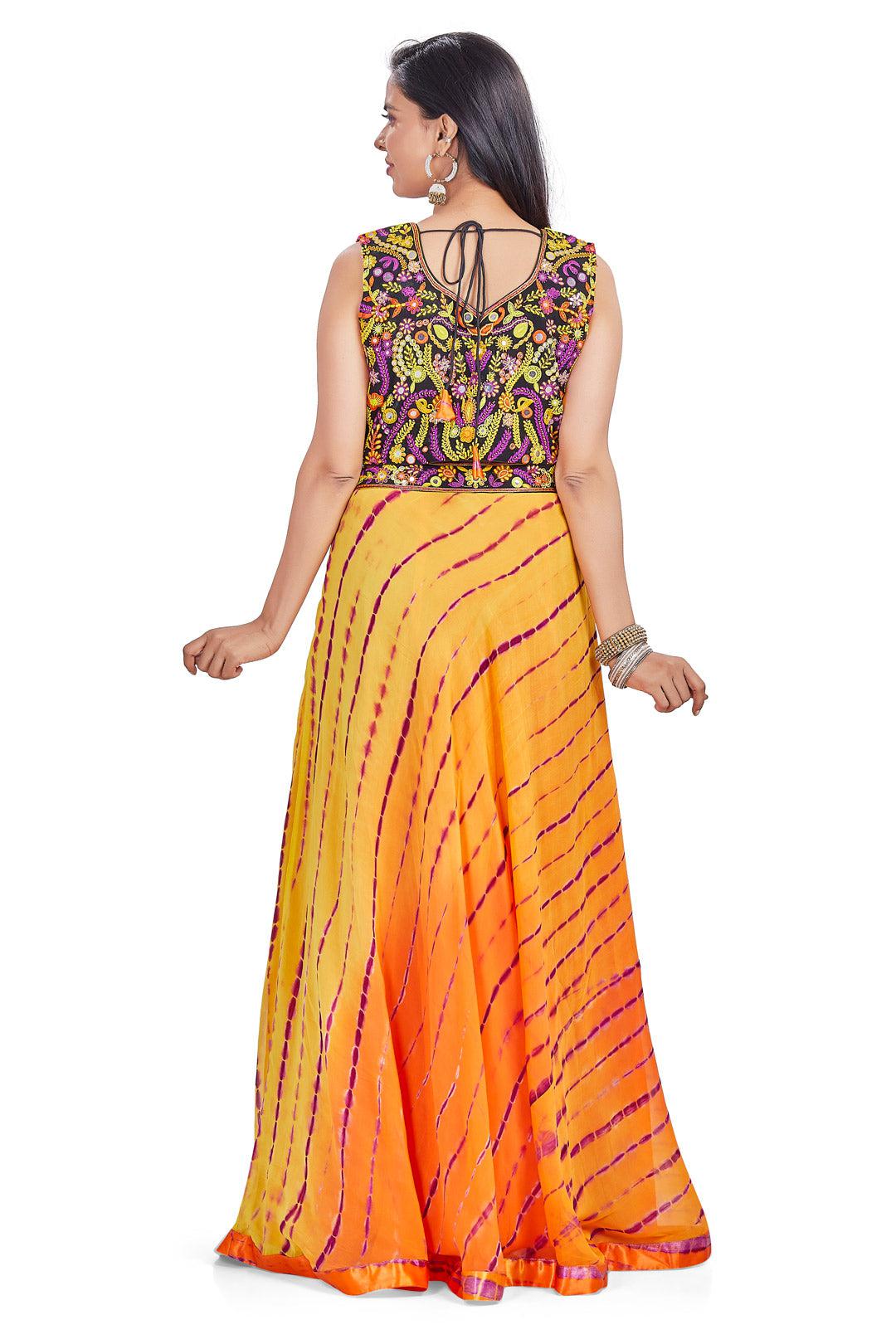 Orange and Purple Leheriya Chaniya Choli Set-AariAmi Boutique