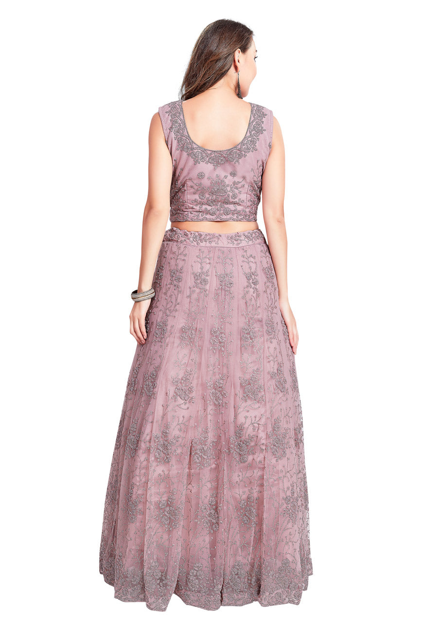 Mystic Mauve Monochrome Lehenga Set-AariAmi Boutique
