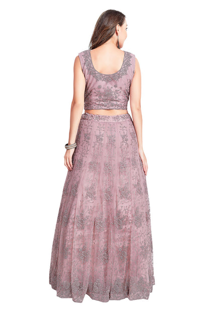 Mystic Mauve Monochrome Lehenga Set-AariAmi Boutique