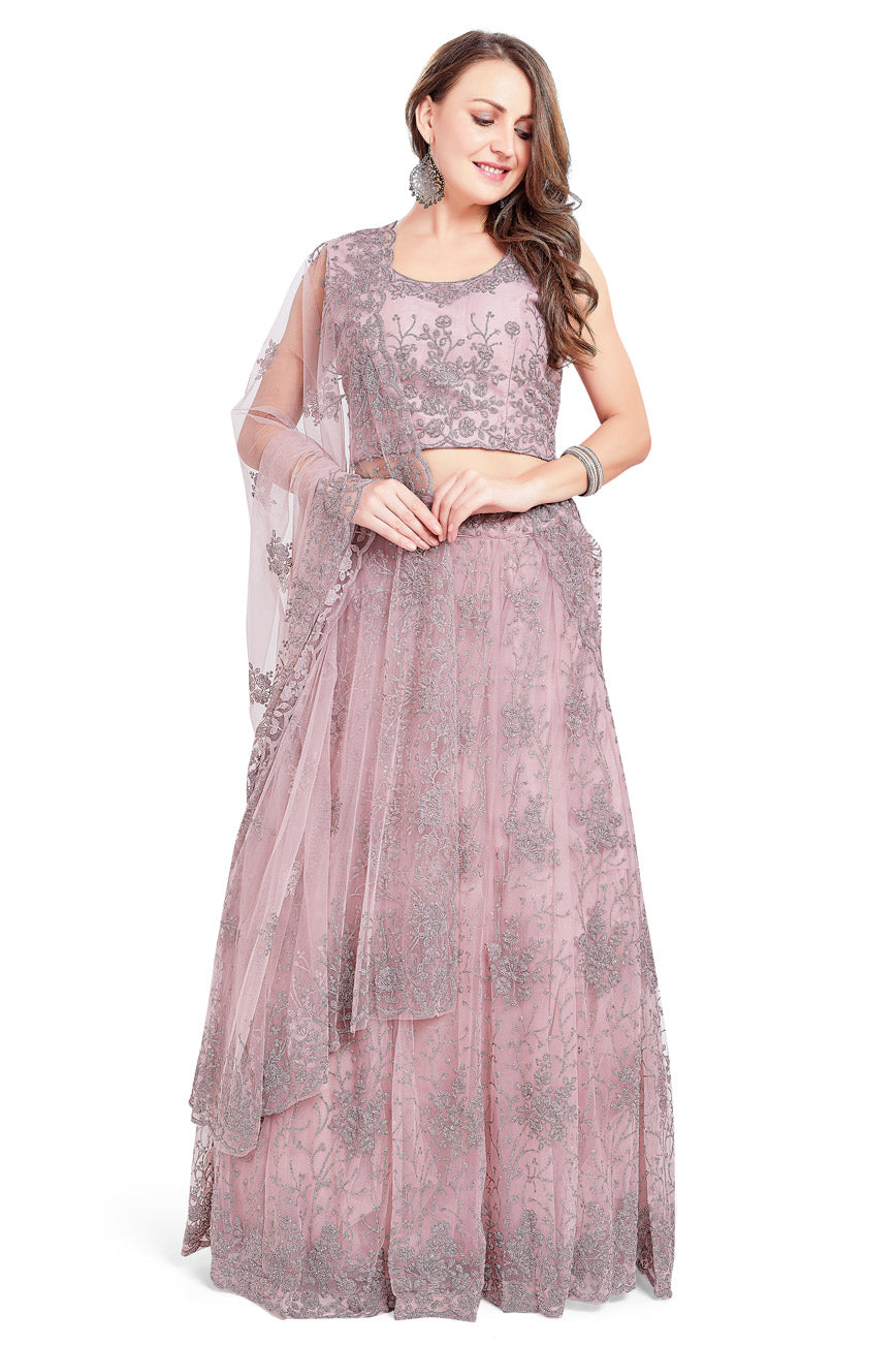 Mystic Mauve Monochrome Lehenga Set-AariAmi Boutique