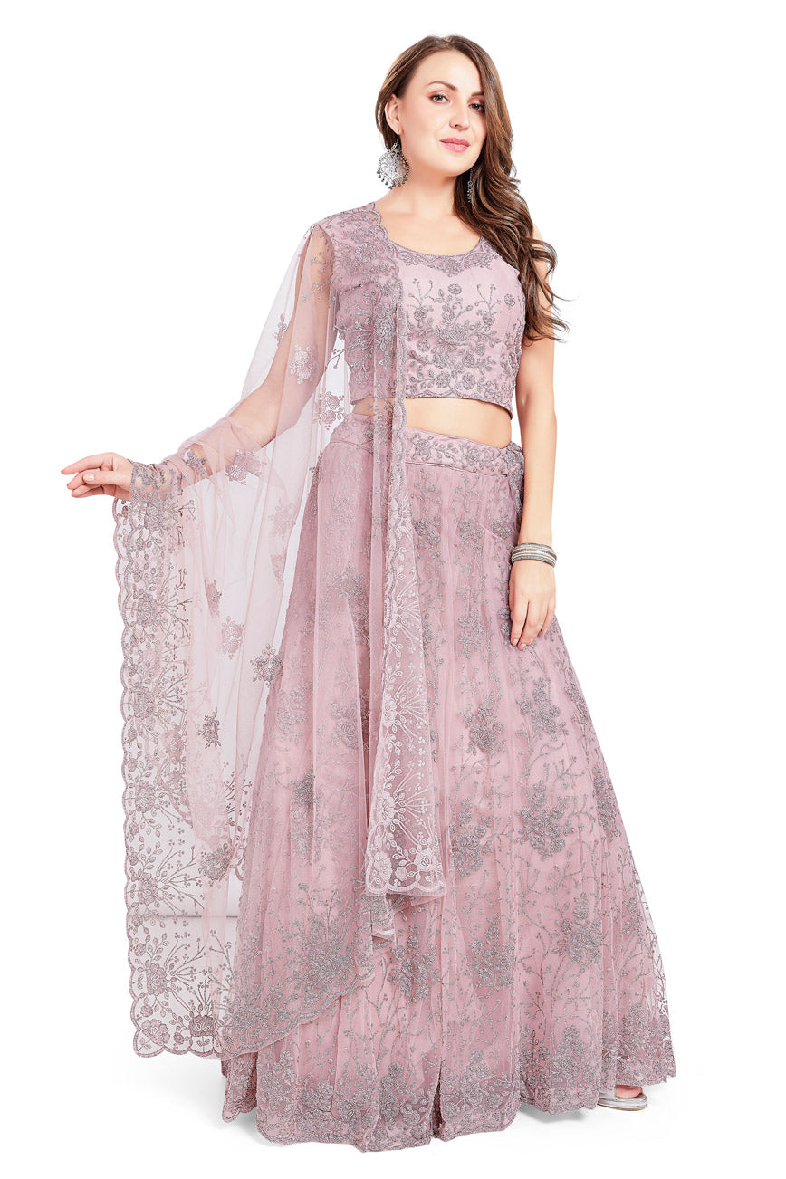 Mystic Mauve Monochrome Lehenga Set-AariAmi Boutique