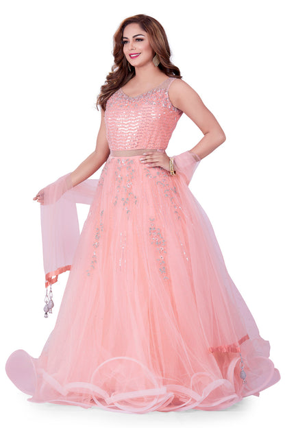 Pink Cotton Candy Sparkling Gown-AariAmi Boutique
