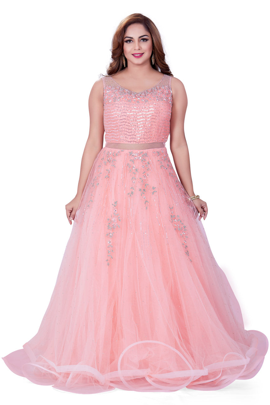 Pink Cotton Candy Sparkling Gown-AariAmi Boutique