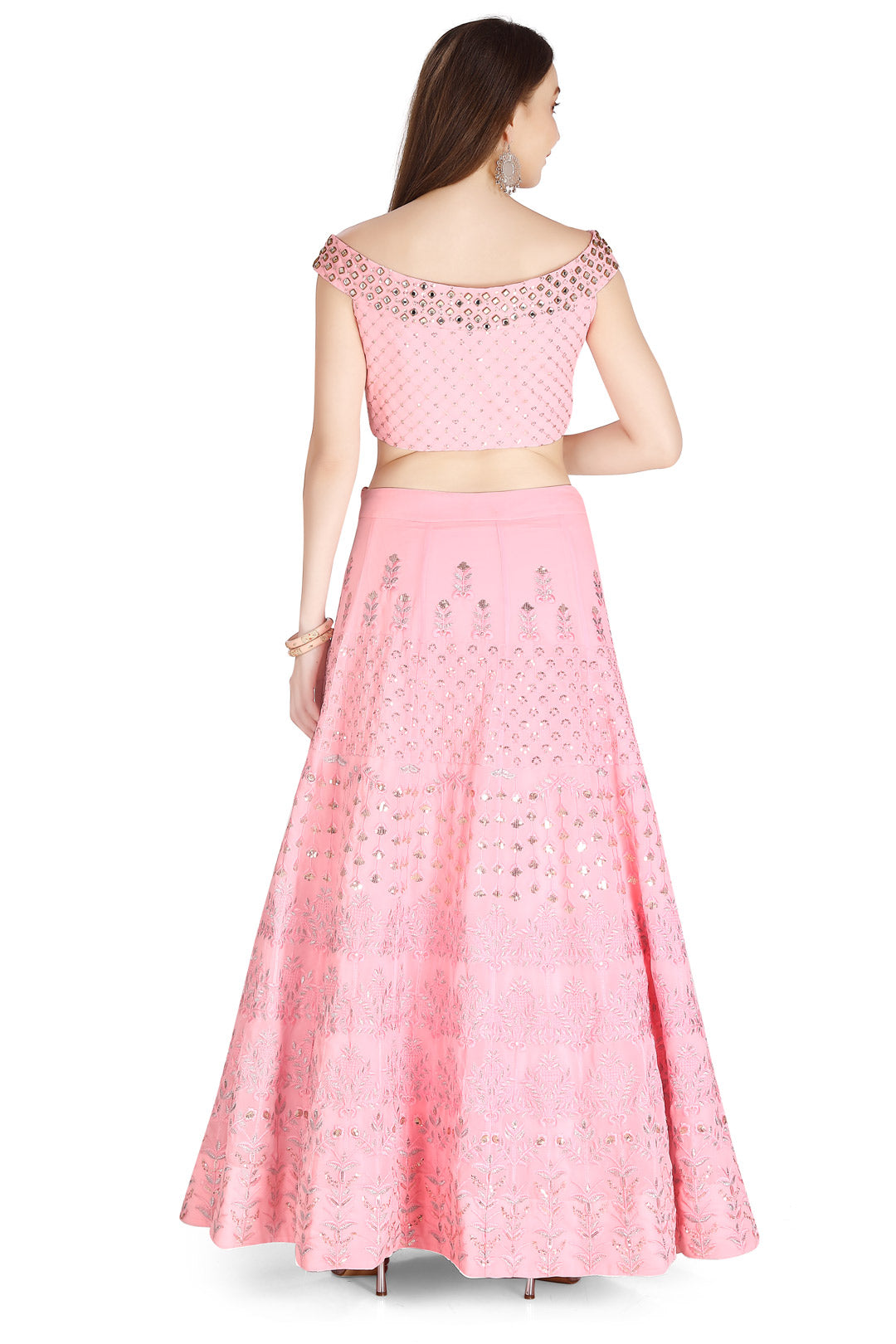 Pink Lucknowi Embroidered Monochrome Lehenga Set-AariAmi Boutique