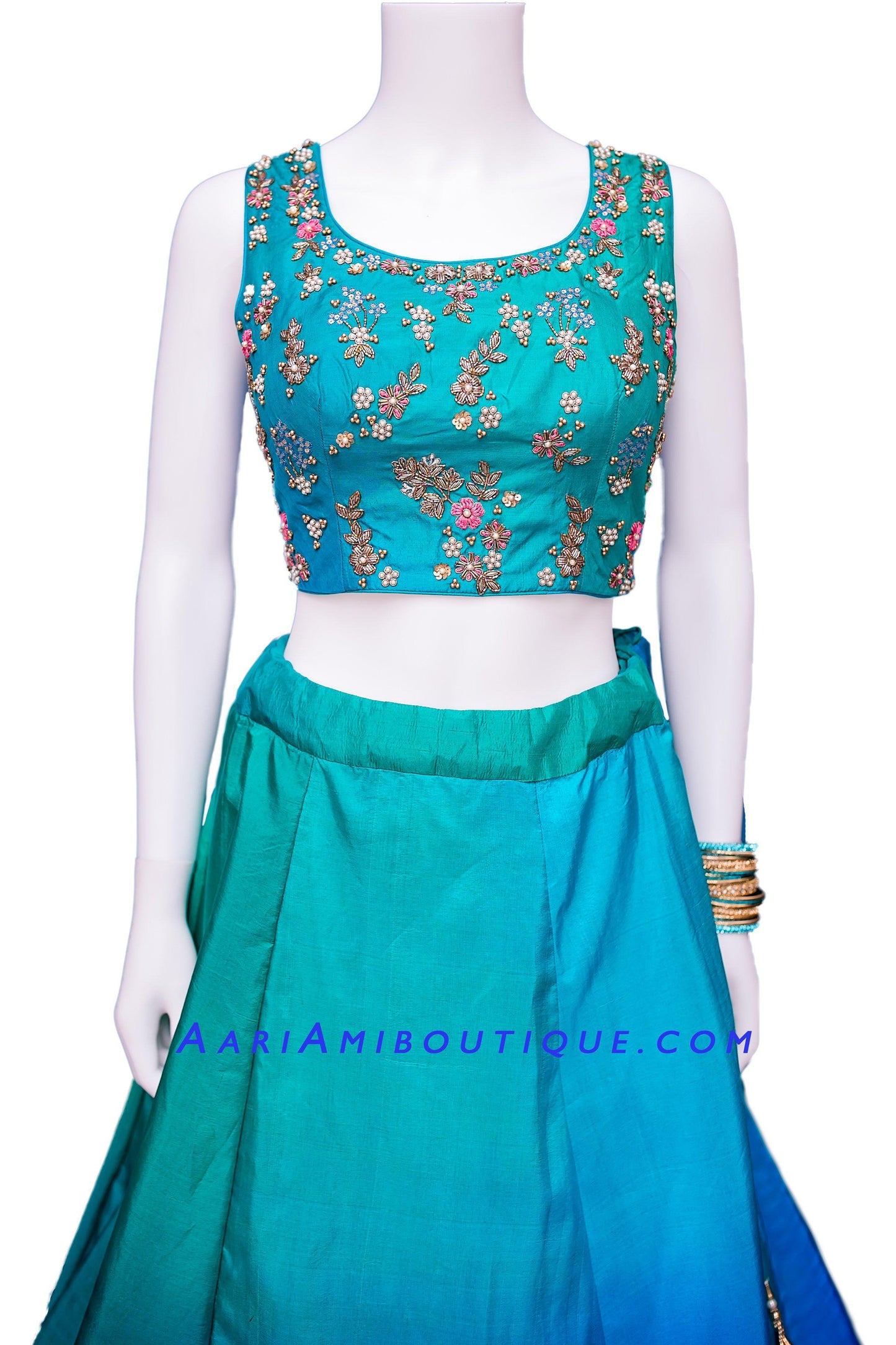 Azure Hue Jacket Lehenga Set-AariAmi Boutique