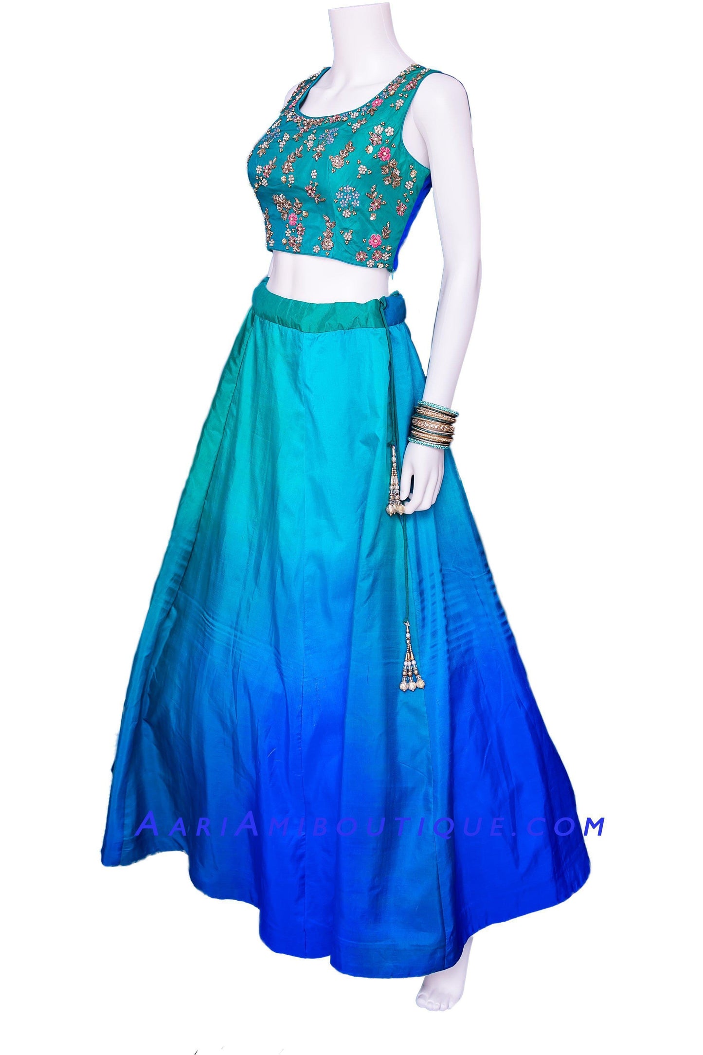 Azure Hue Jacket Lehenga Set-AariAmi Boutique