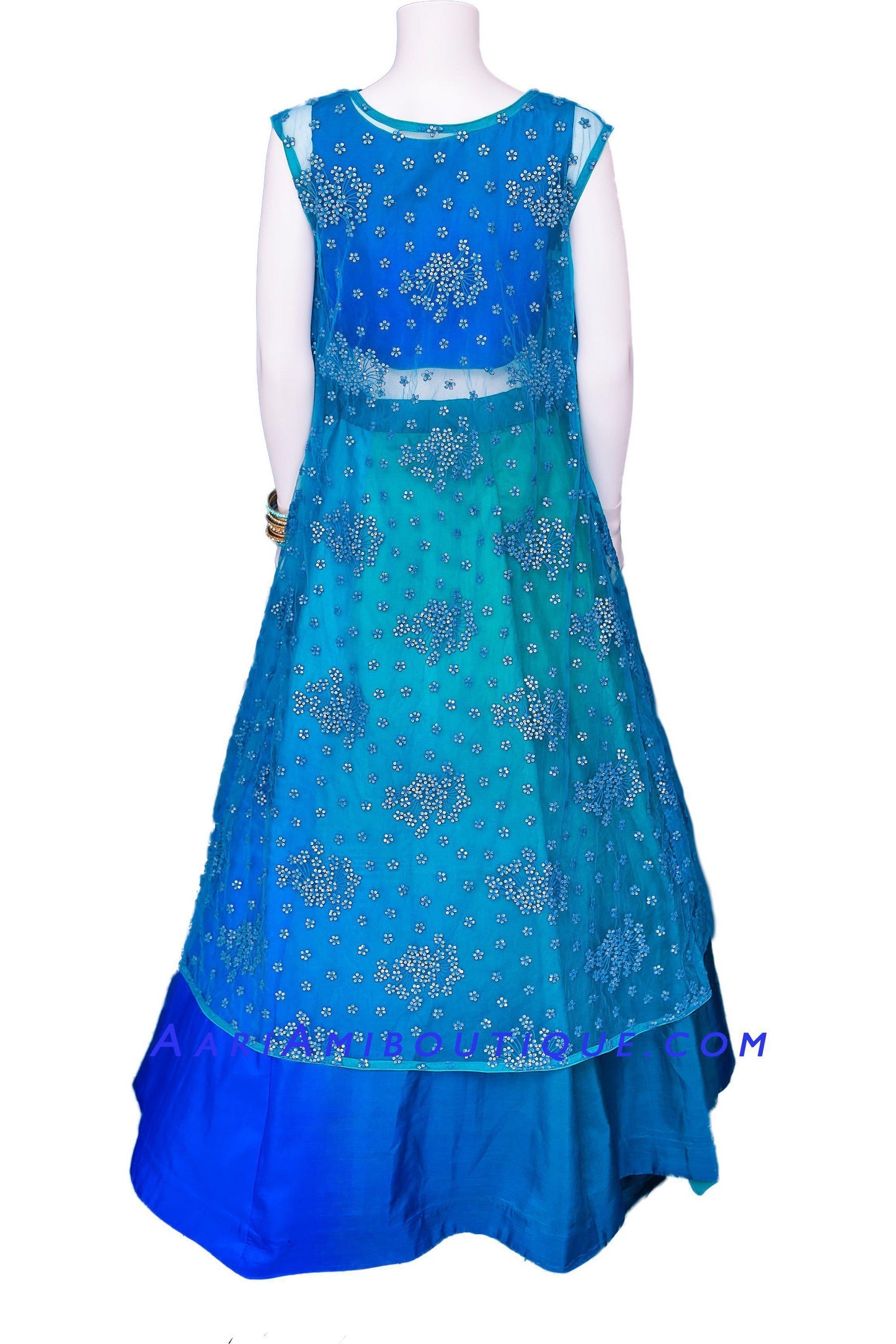 Azure Hue Jacket Lehenga Set-AariAmi Boutique