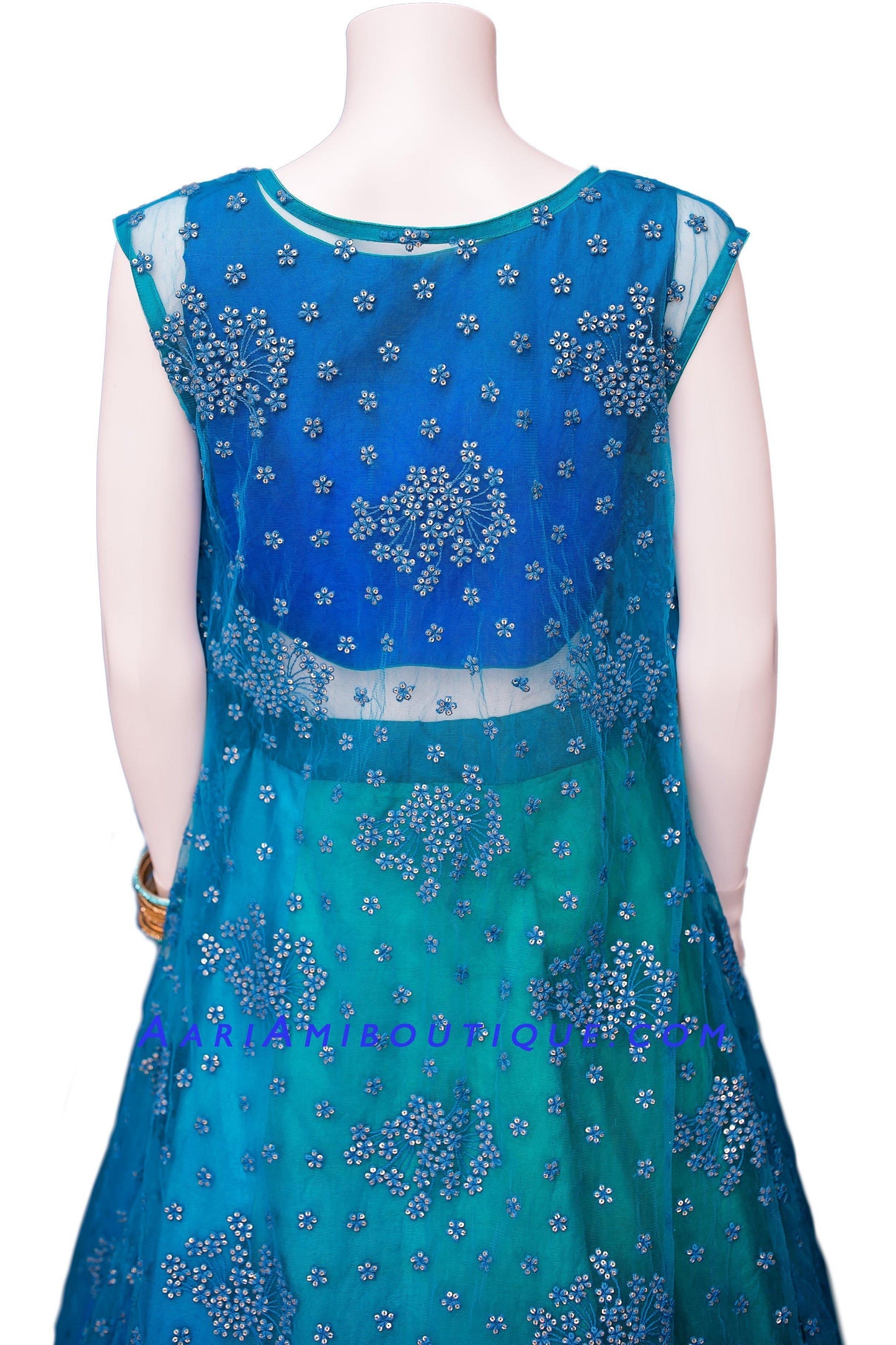 Azure Hue Jacket Lehenga Set-AariAmi Boutique