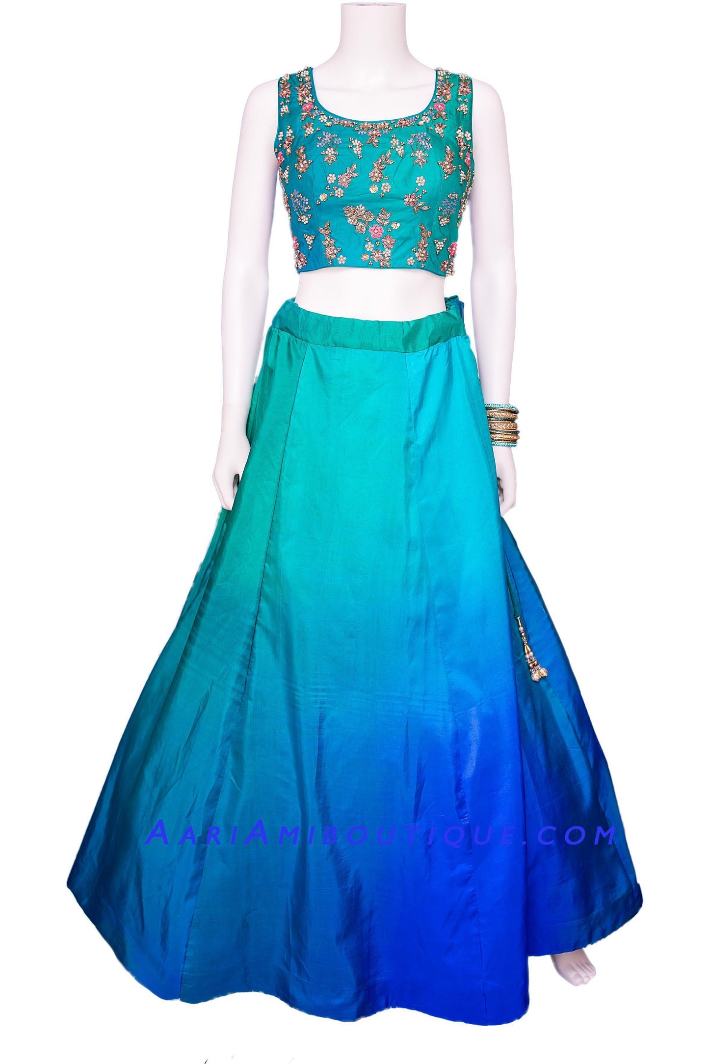 Azure Hue Jacket Lehenga Set-AariAmi Boutique