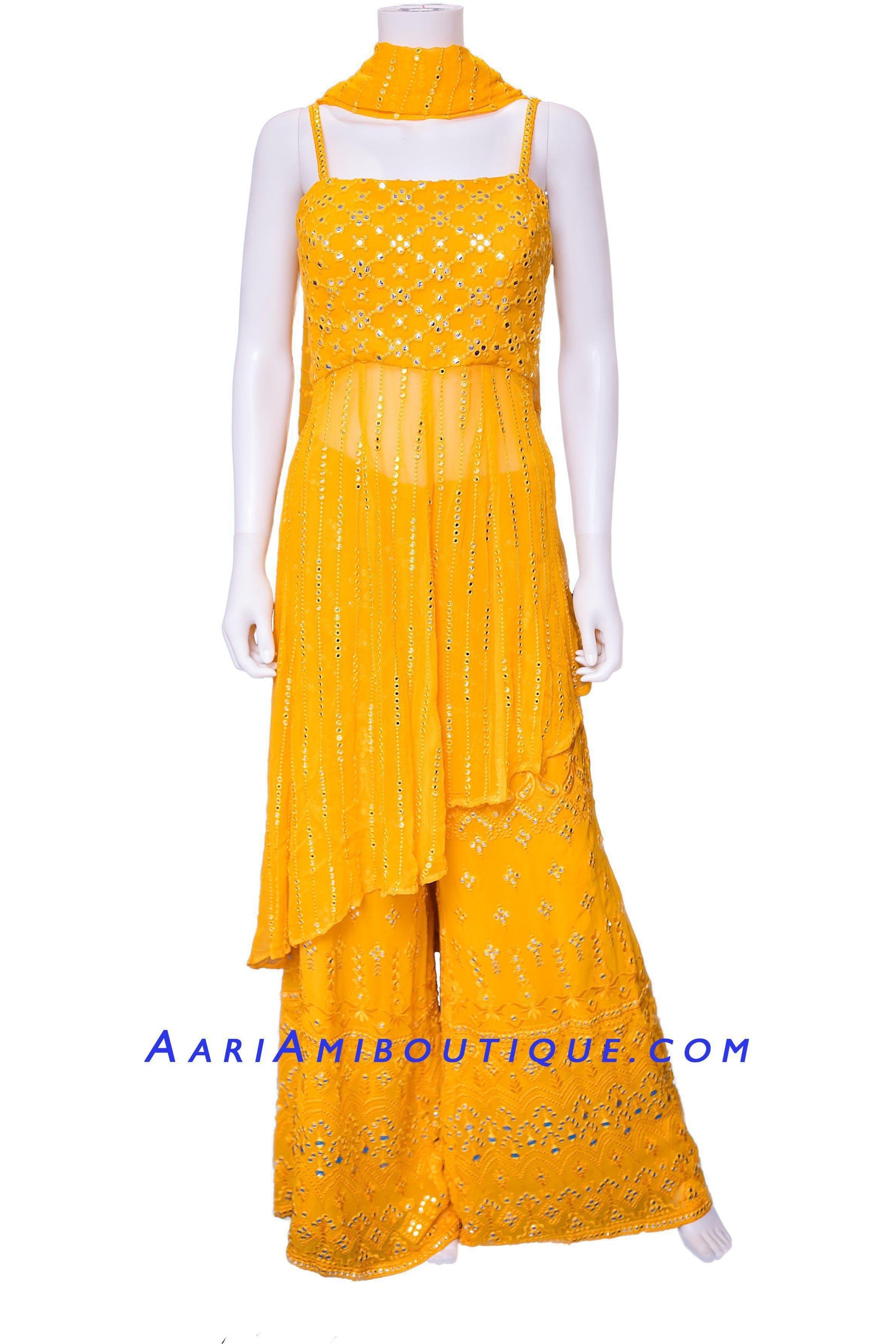 Blooming Marigold High-Low Palazzo Set-AariAmi Boutique