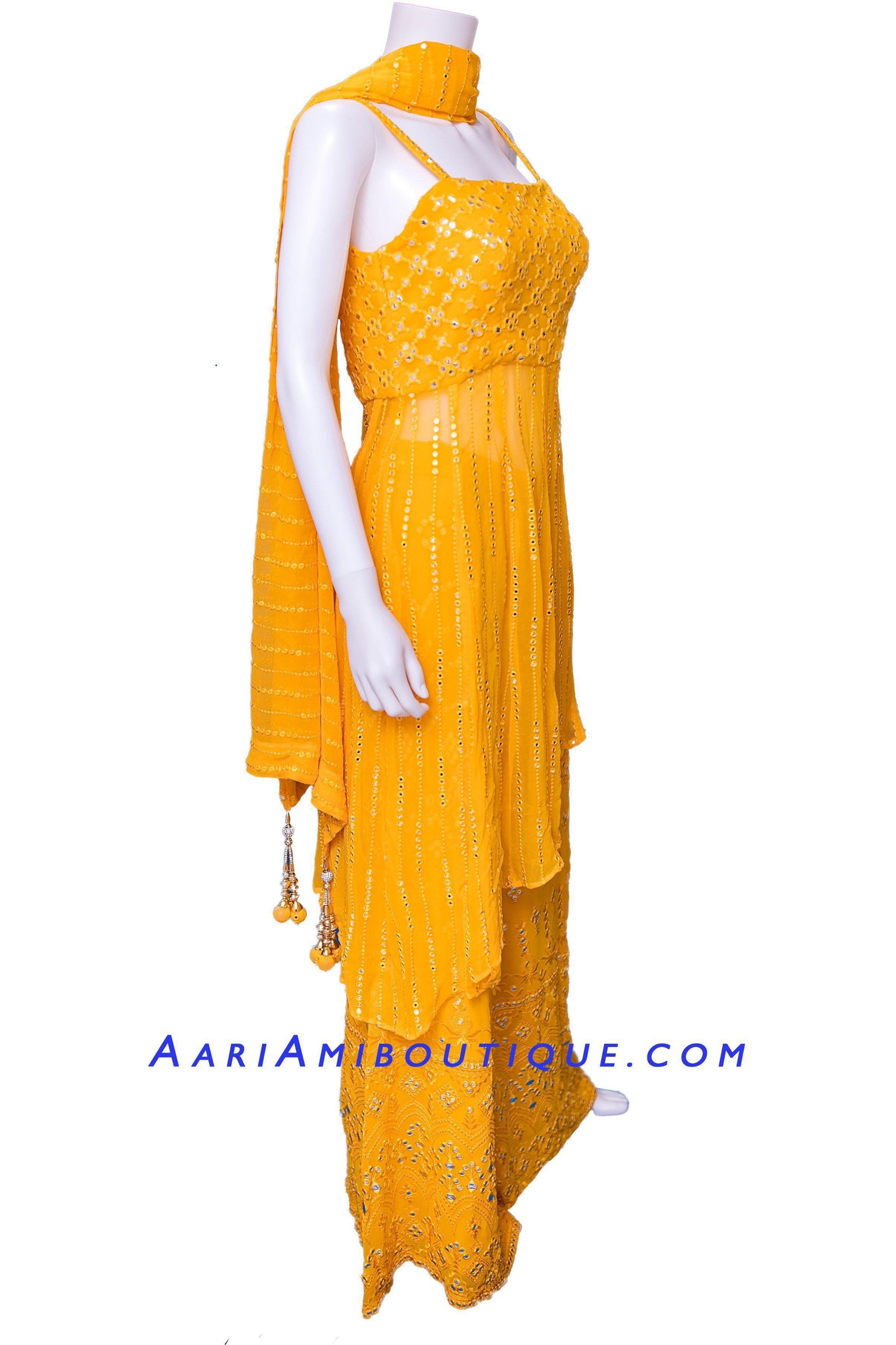 Blooming Marigold High-Low Palazzo Set-AariAmi Boutique