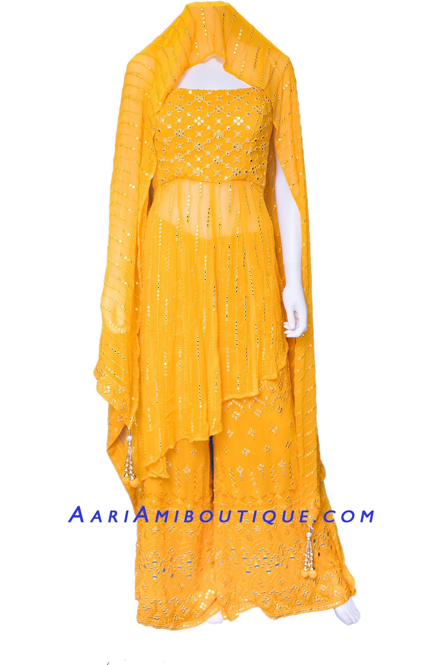 Blooming Marigold High-Low Palazzo Set-AariAmi Boutique