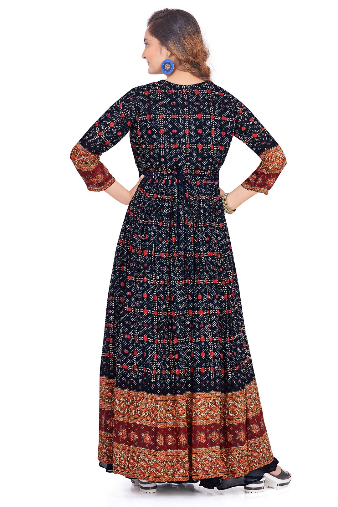 Blue and Red Jacket Style Palazzo Set-AariAmi Boutique