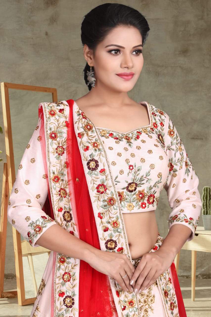 Blush Pink Embroidered Lehenga Set-AariAmi Boutique