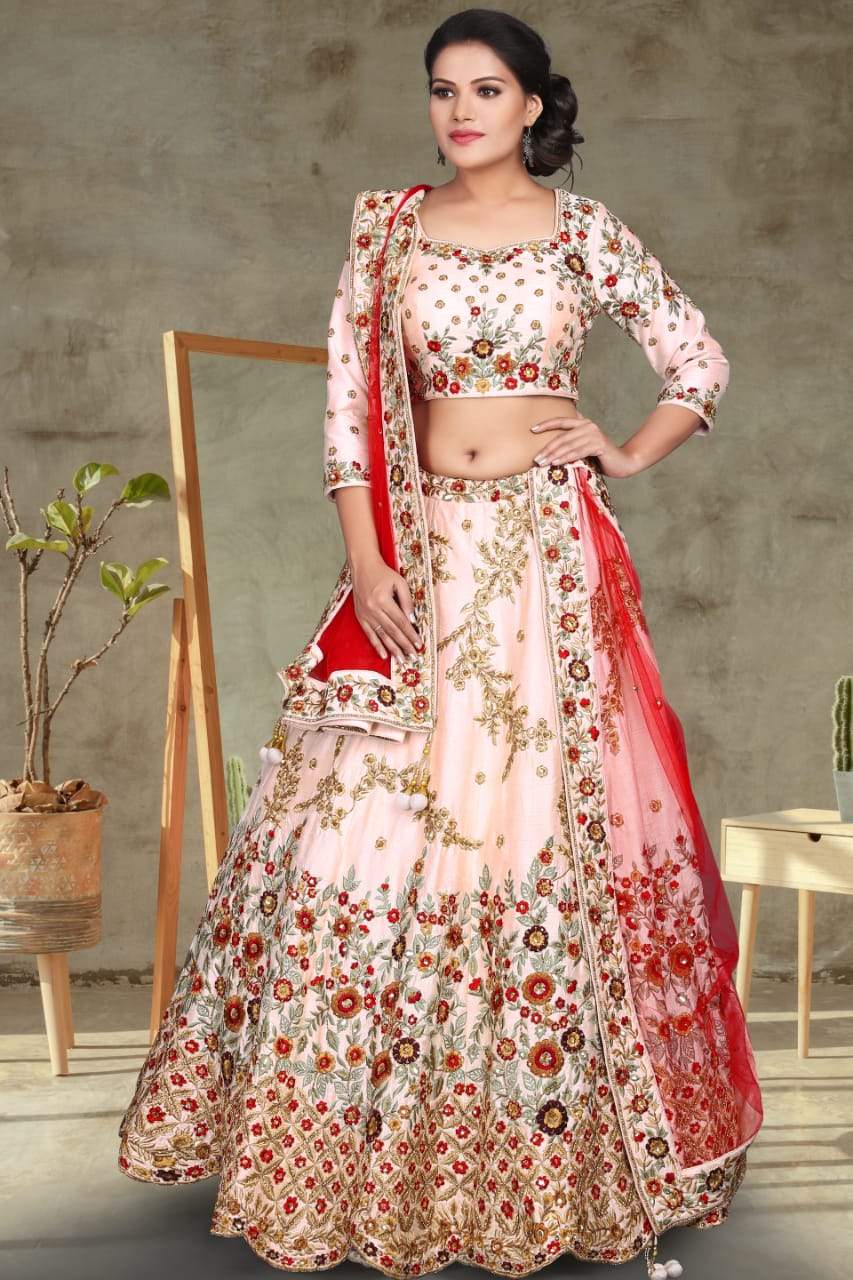 Blush Pink Embroidered Lehenga Set-AariAmi Boutique