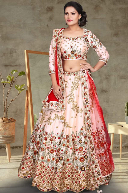 Blush Pink Embroidered Lehenga Set-AariAmi Boutique