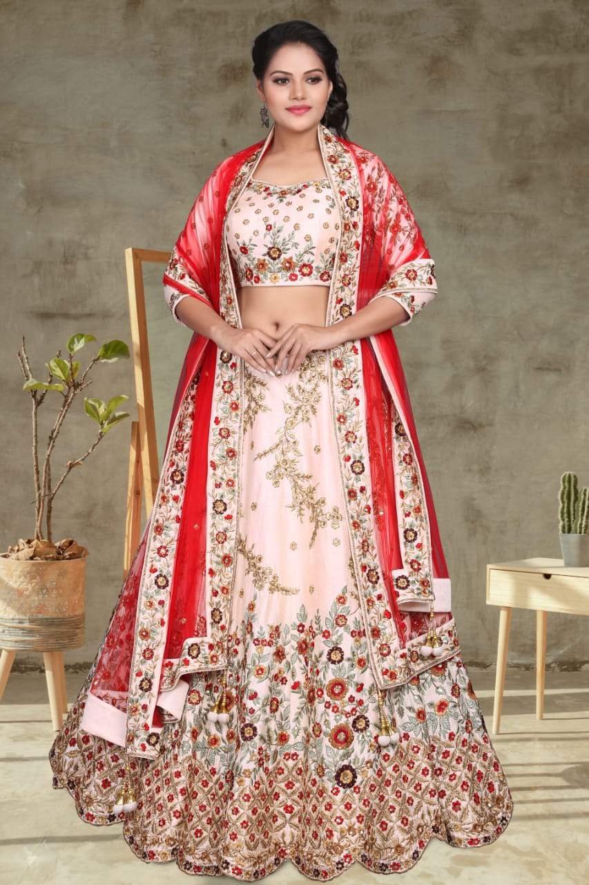 Blush Pink Embroidered Lehenga Set-AariAmi Boutique