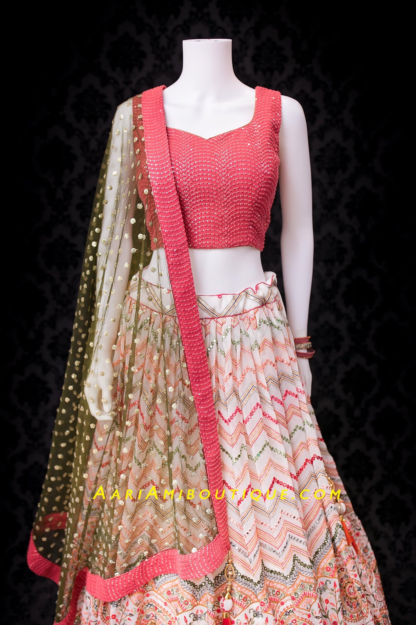 Chic Rose Pink Lehenga Set-AariAmi Boutique