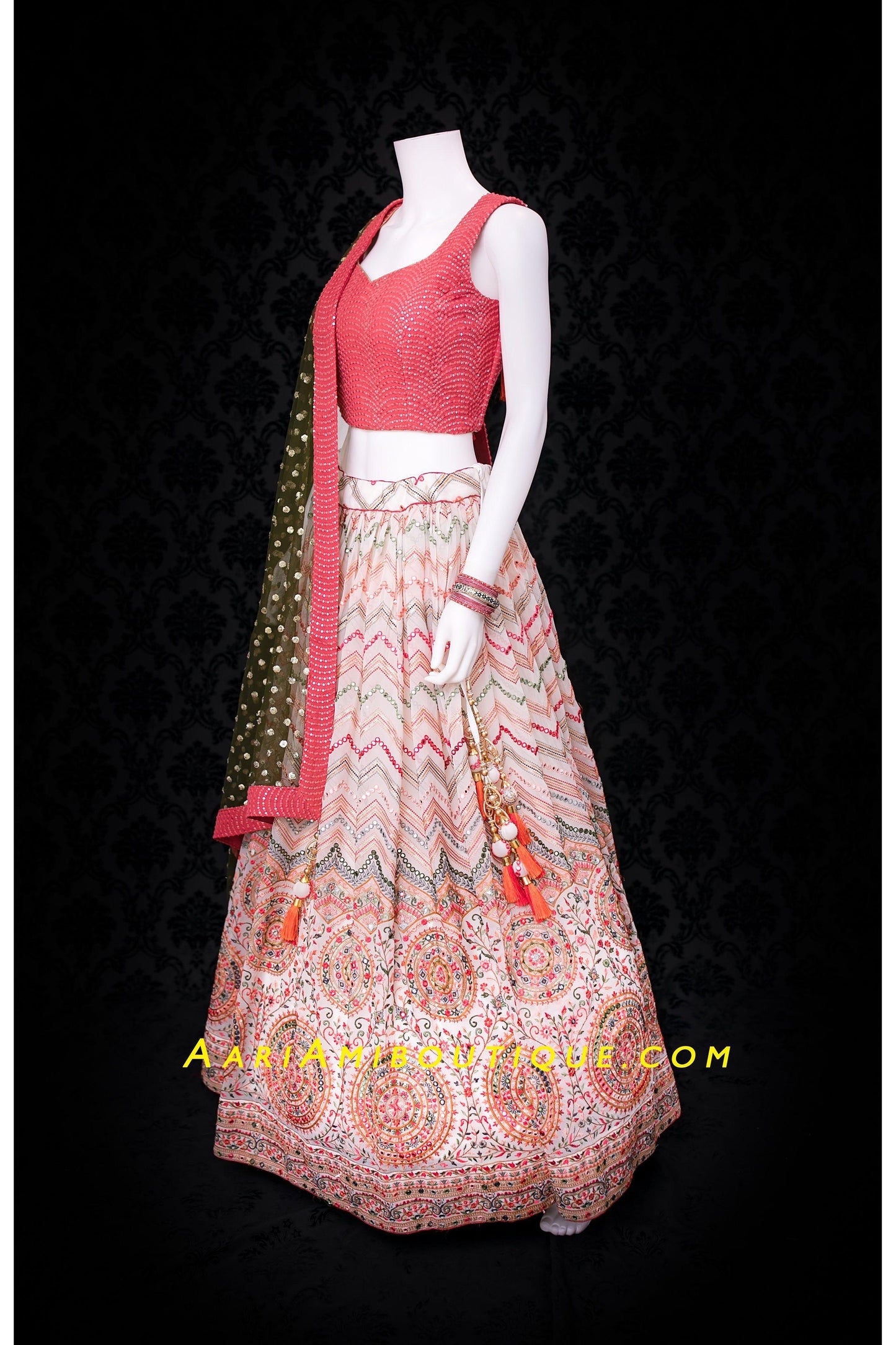 Chic Rose Pink Lehenga Set-AariAmi Boutique