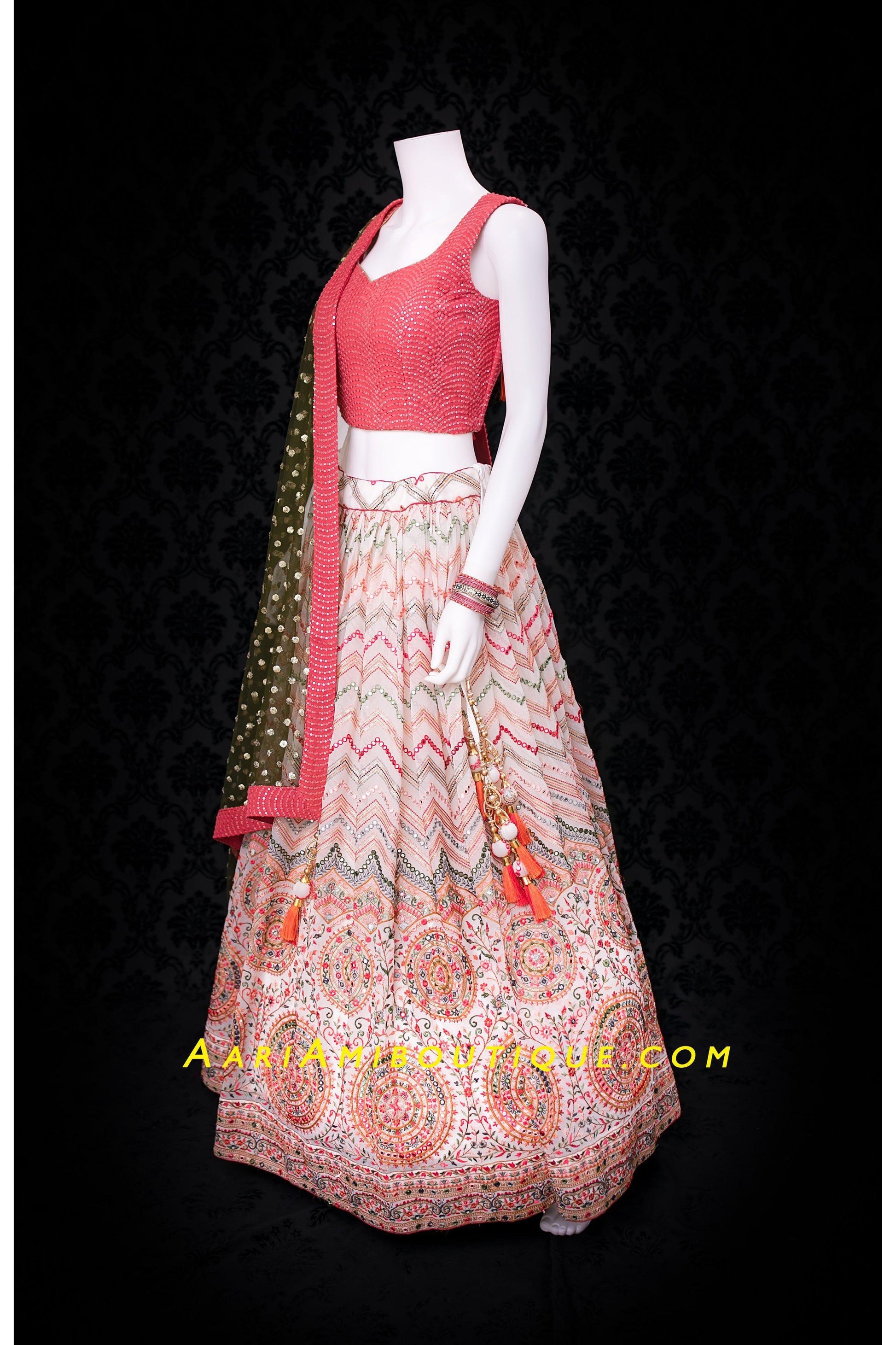 Chic Rose Pink Lehenga Set-AariAmi Boutique