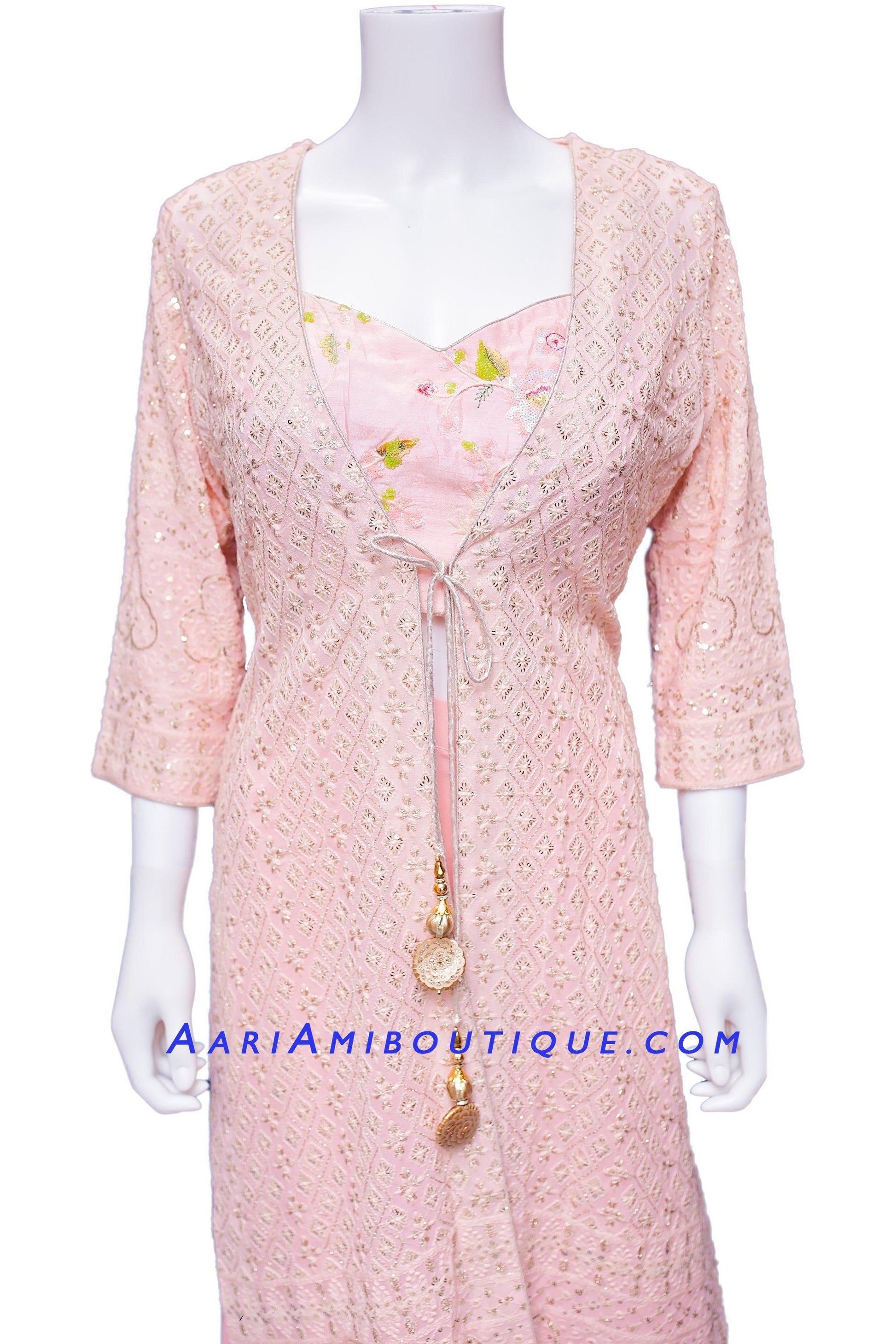 Classic Pastel Pink Palazzo Set-AariAmi Boutique