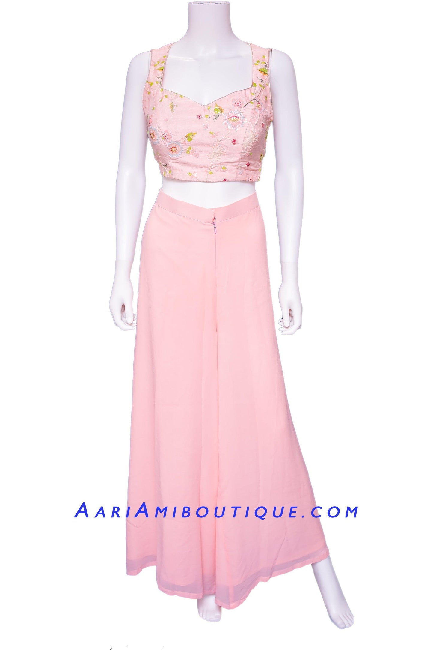 Classic Pastel Pink Palazzo Set-AariAmi Boutique