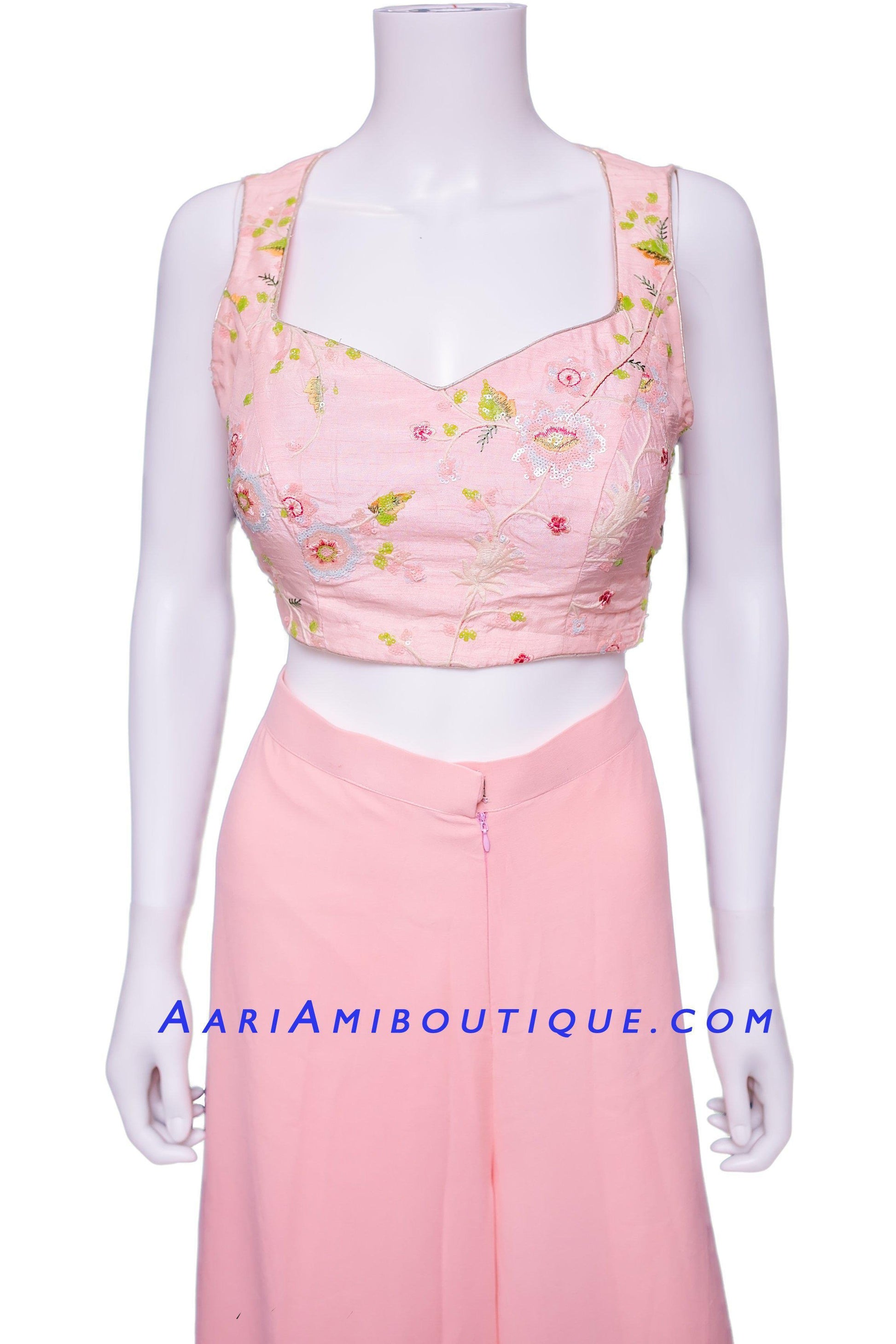 Classic Pastel Pink Palazzo Set-AariAmi Boutique