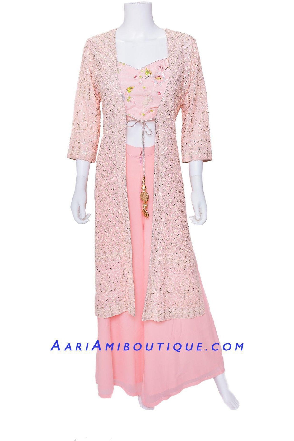 Classic Pastel Pink Palazzo Set-AariAmi Boutique