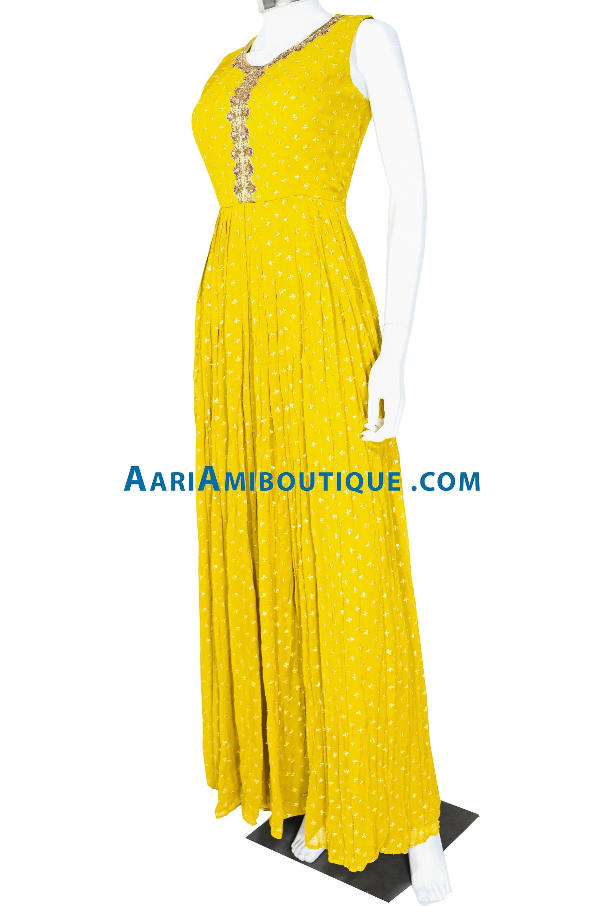 Dazzling Yellow and Purple Anarkali Set-AariAmi Boutique