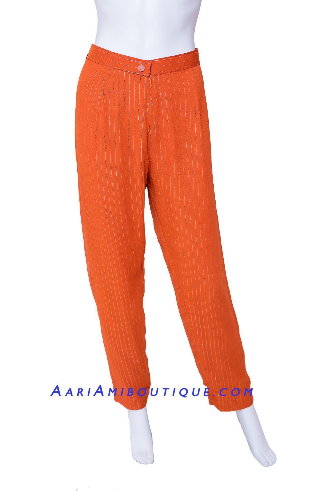 Deep Orange Sequin Studded Kurta Set-AariAmi Boutique