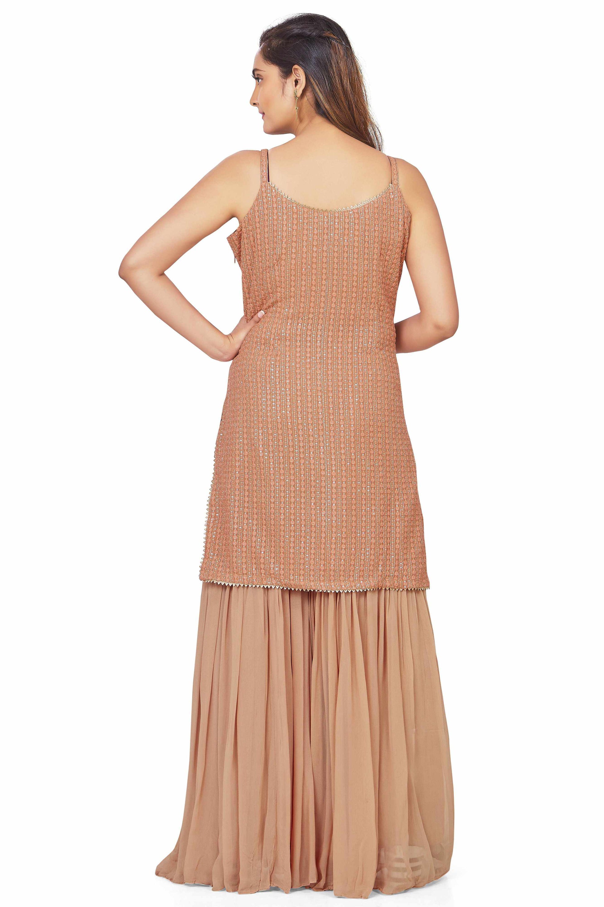 Elegant Brown Georgette Gharara Set-AariAmi Boutique