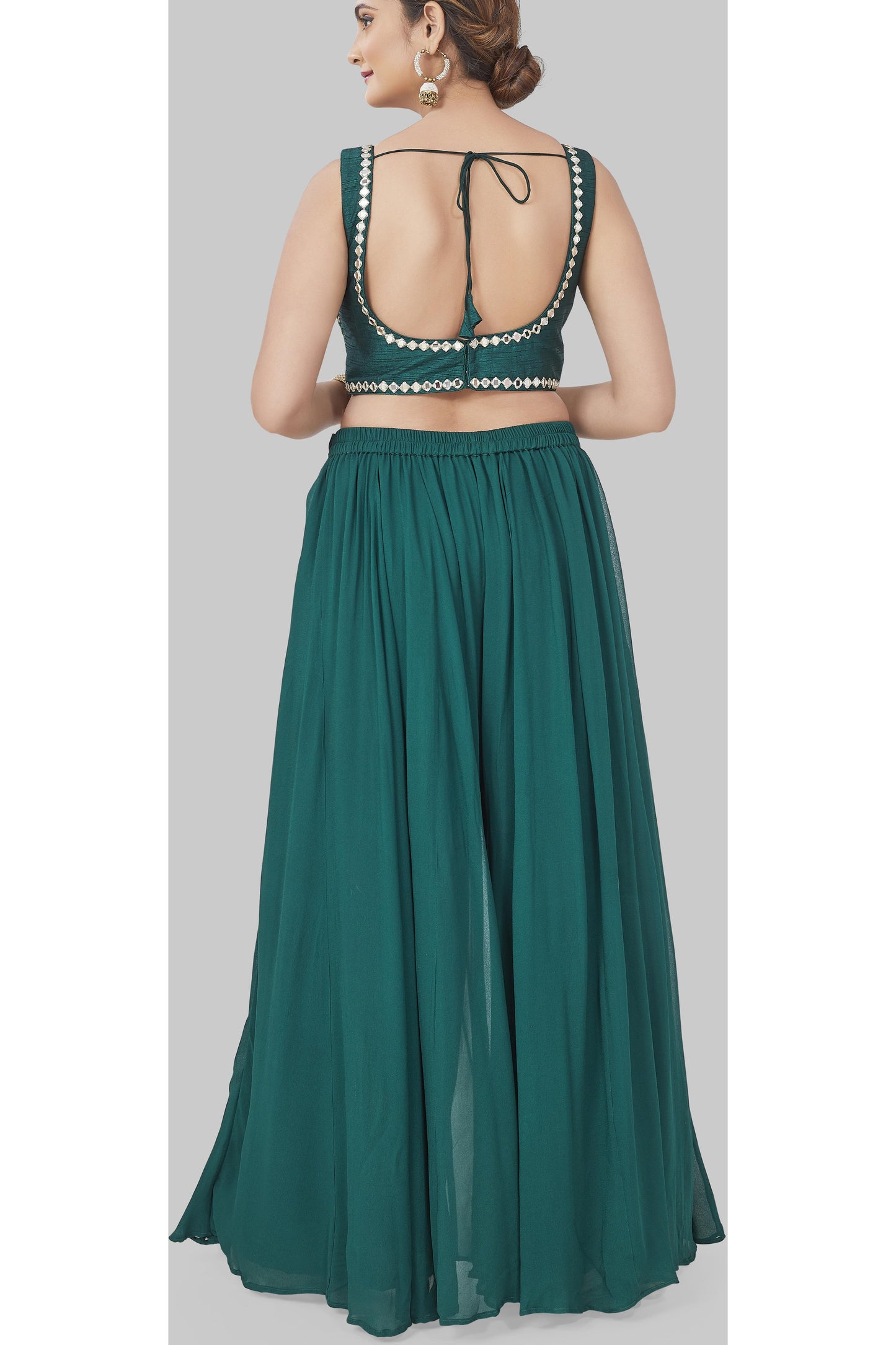 Elegant Emerald Green Sharara Set with Cape-AariAmi Boutique