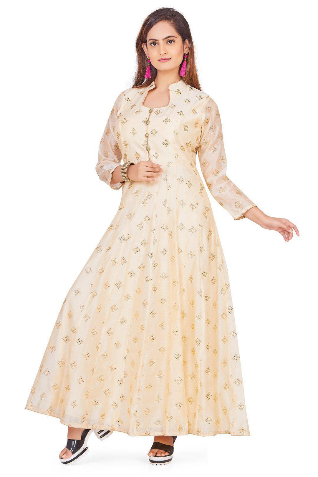 Elegant Ivory Anarkali Set with ombre dupatta-AariAmi Boutique