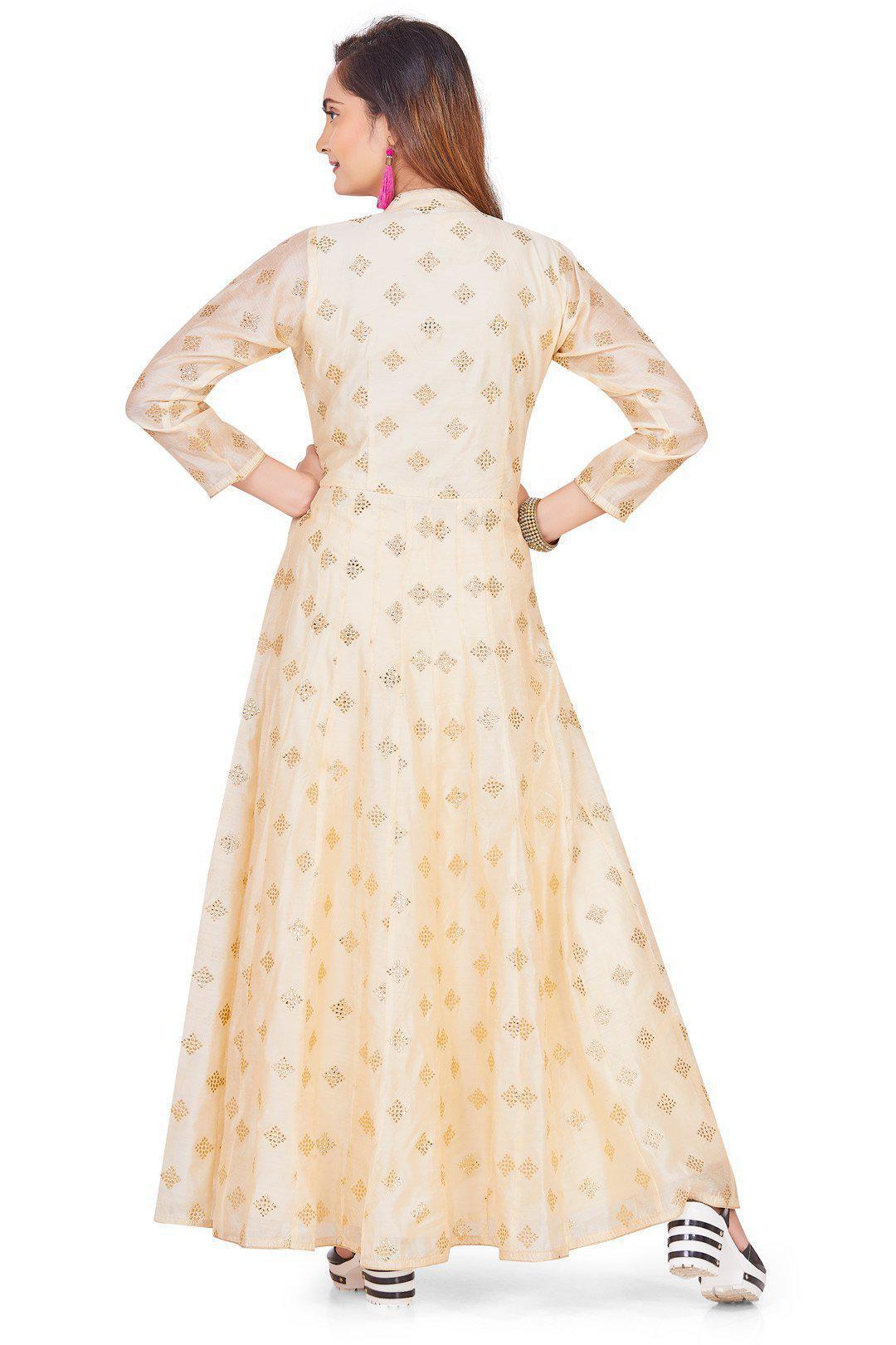 Elegant Ivory Anarkali Set with ombre dupatta-AariAmi Boutique